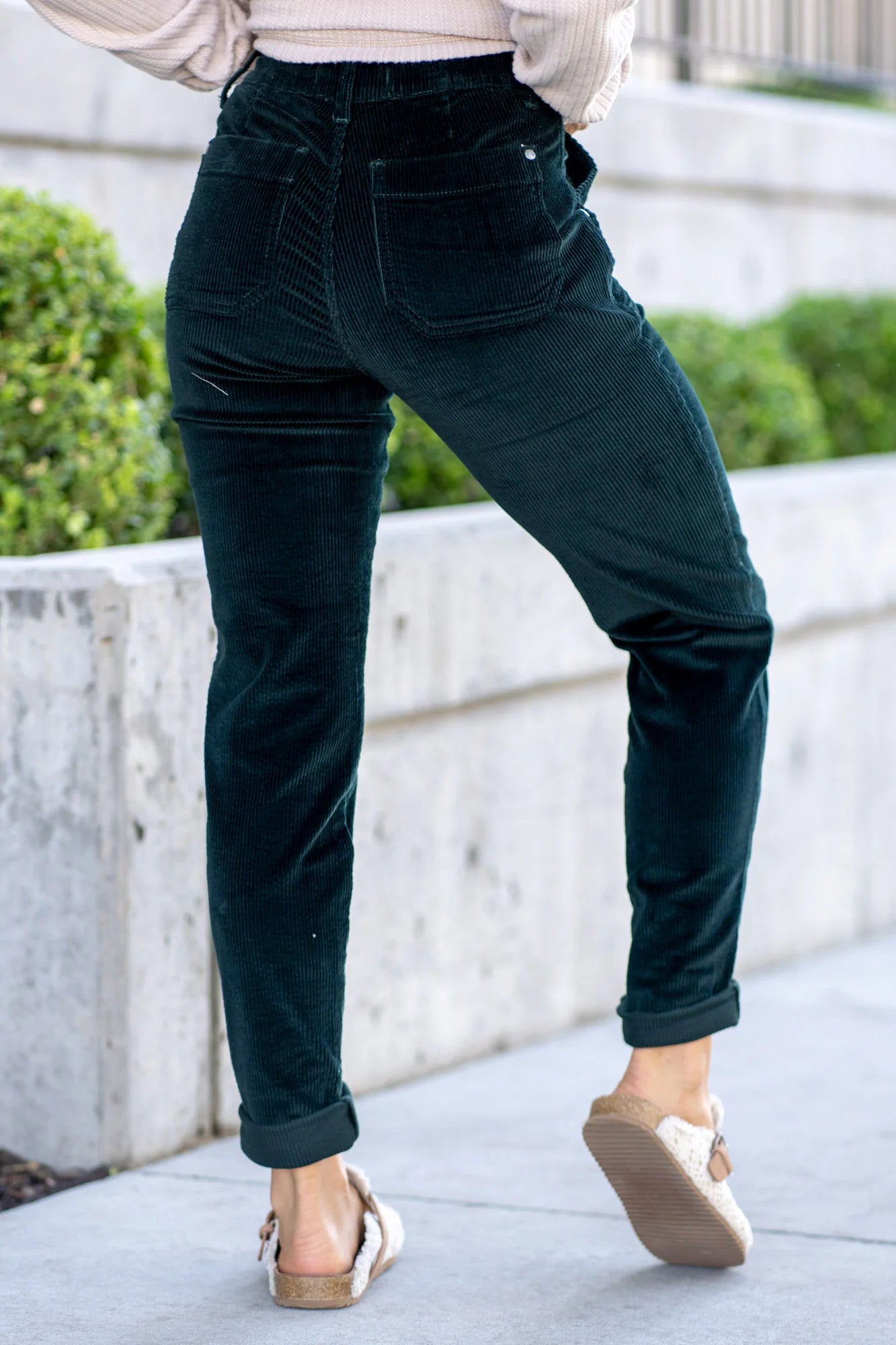 Emerald Corduroy High Waist Cuffed Jogger Style 88863
