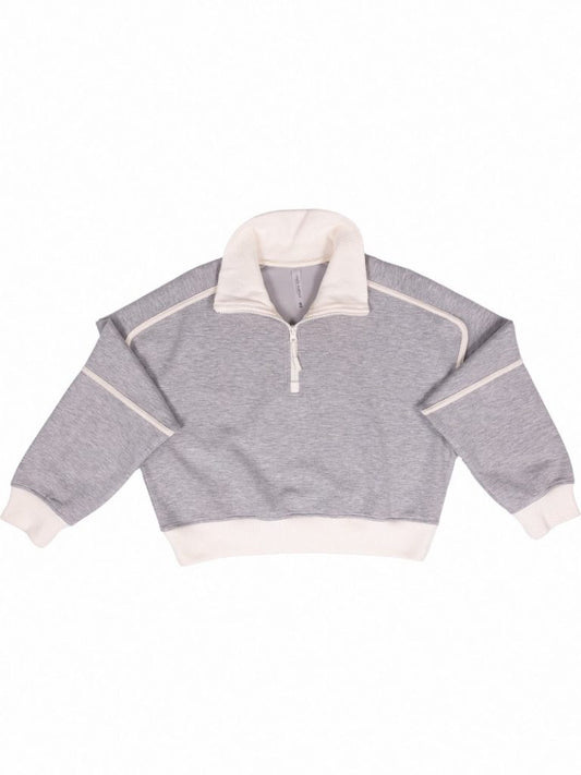 Quarter Zip Contrast Heather Grey SS