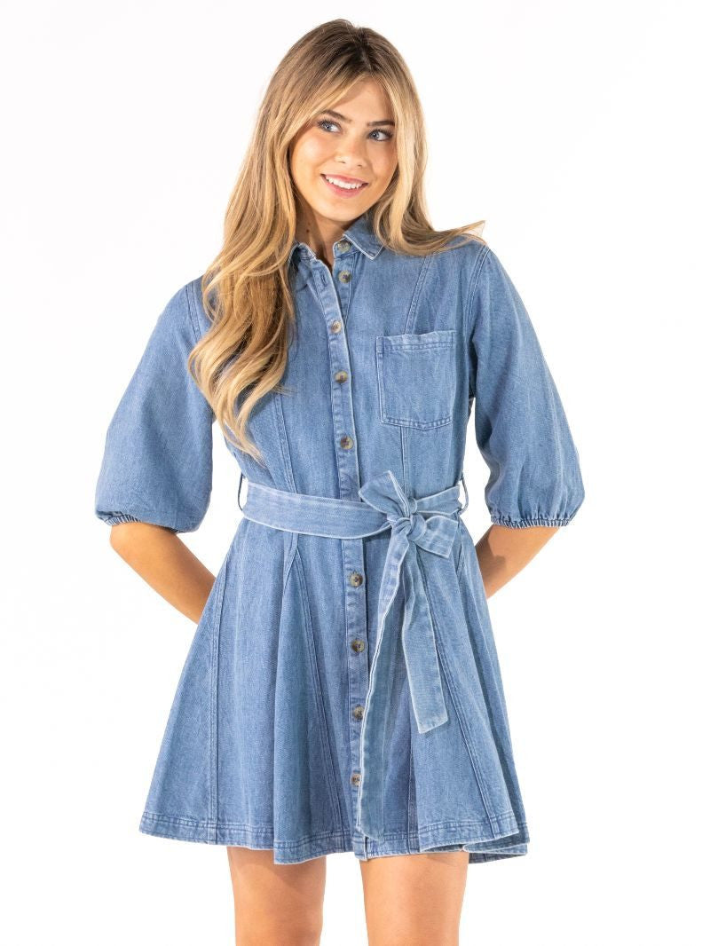 Denim Belted Dress -