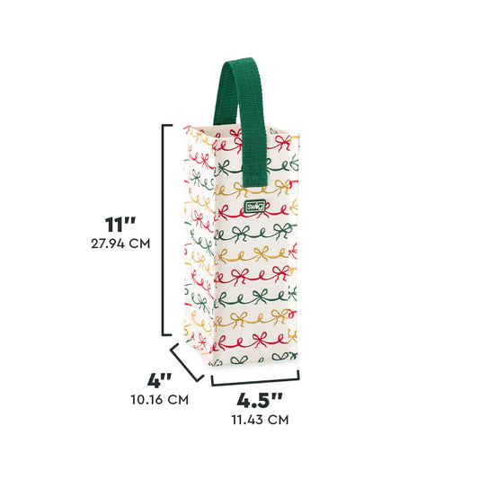 Christmas Bows Wine Reuseable Tote