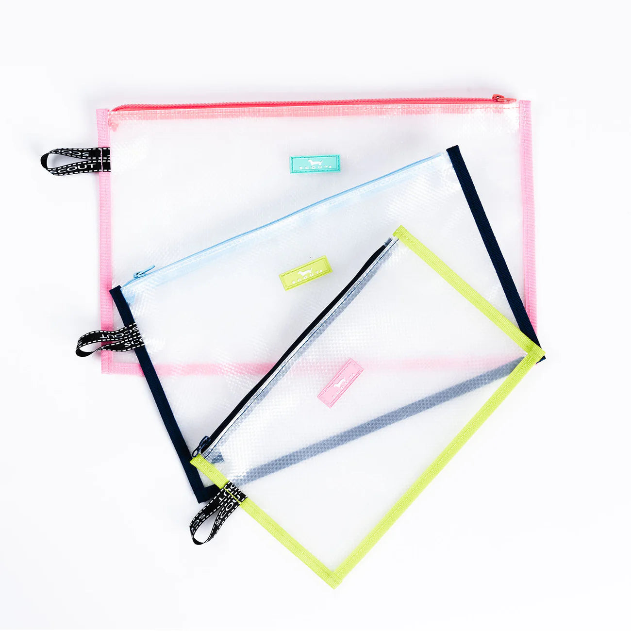 Chambray, Pink Lemonade, Seafoam Set of 3 All Clear Pouches