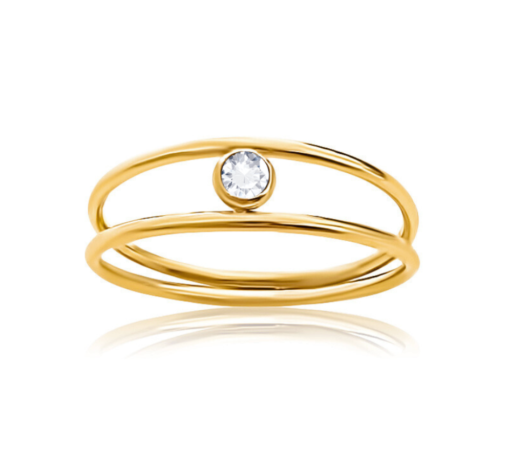 Hollis Double Layer Gold Solitaire Ring Size 8
