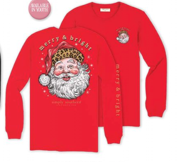 Leopard Hat Santa LS Tee