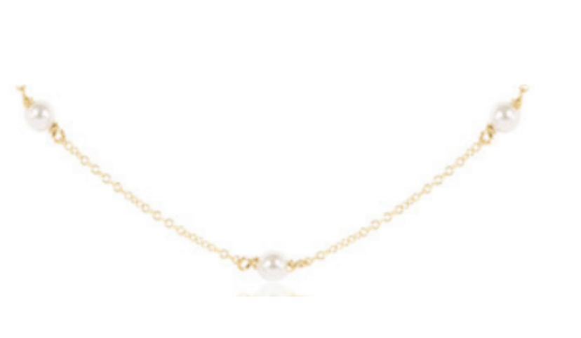 17" Choker Simplicity Chain Gold - 4mm Pearl