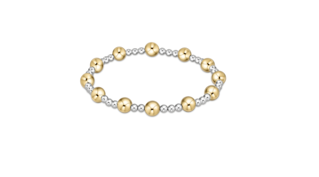 Classic Sincerity Pattern 6mm Bead Bracelet - Mixed Metal