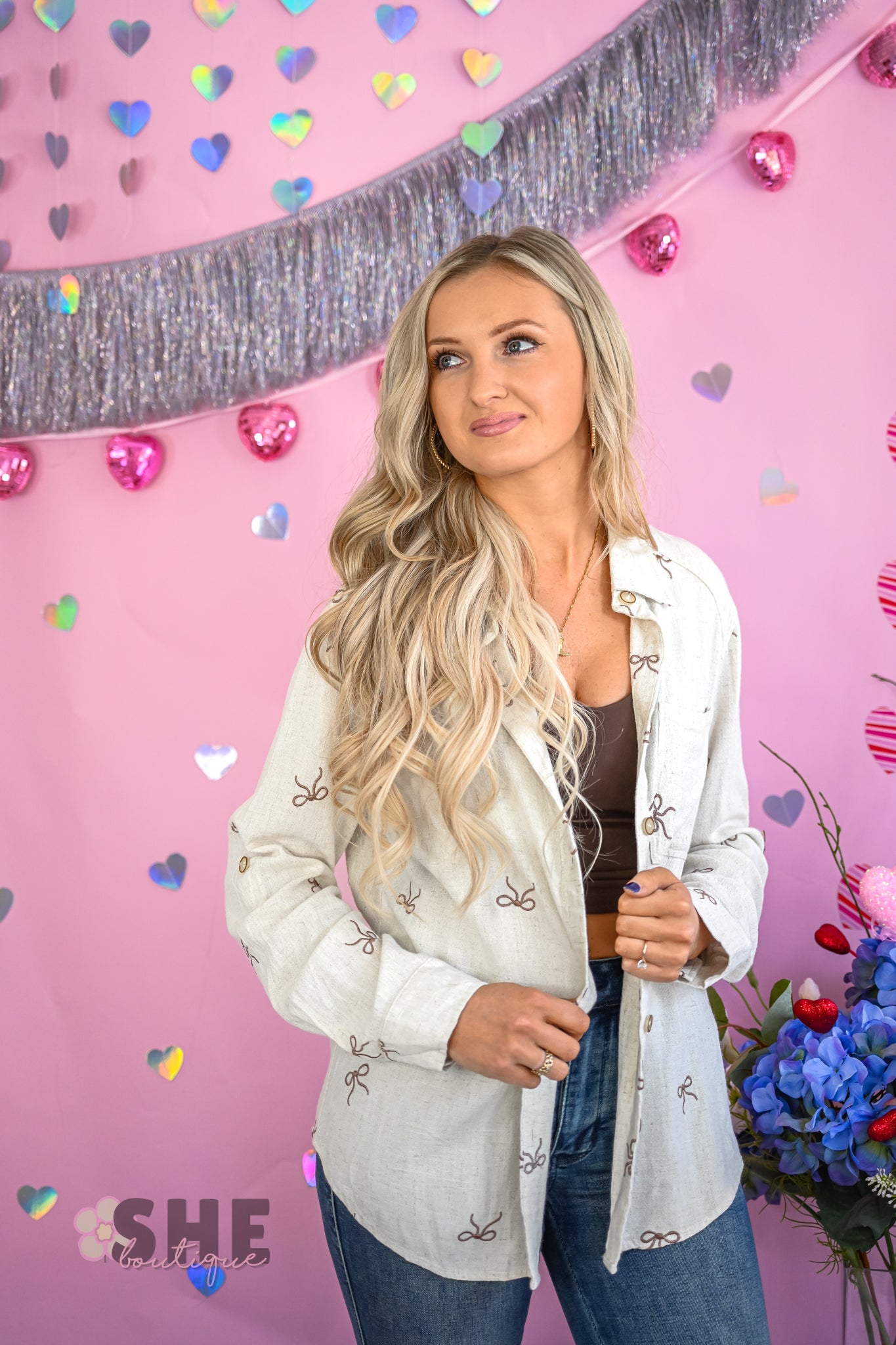 Lassie Oatmeal Bow Button Up
