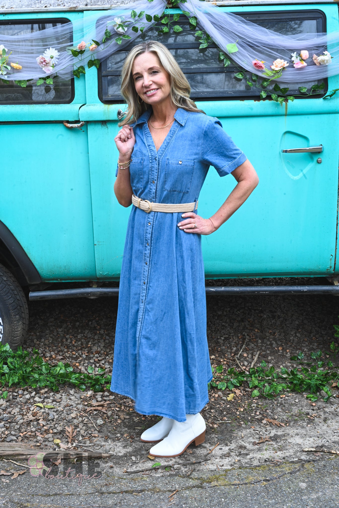 Darlene Belted Denim Dress