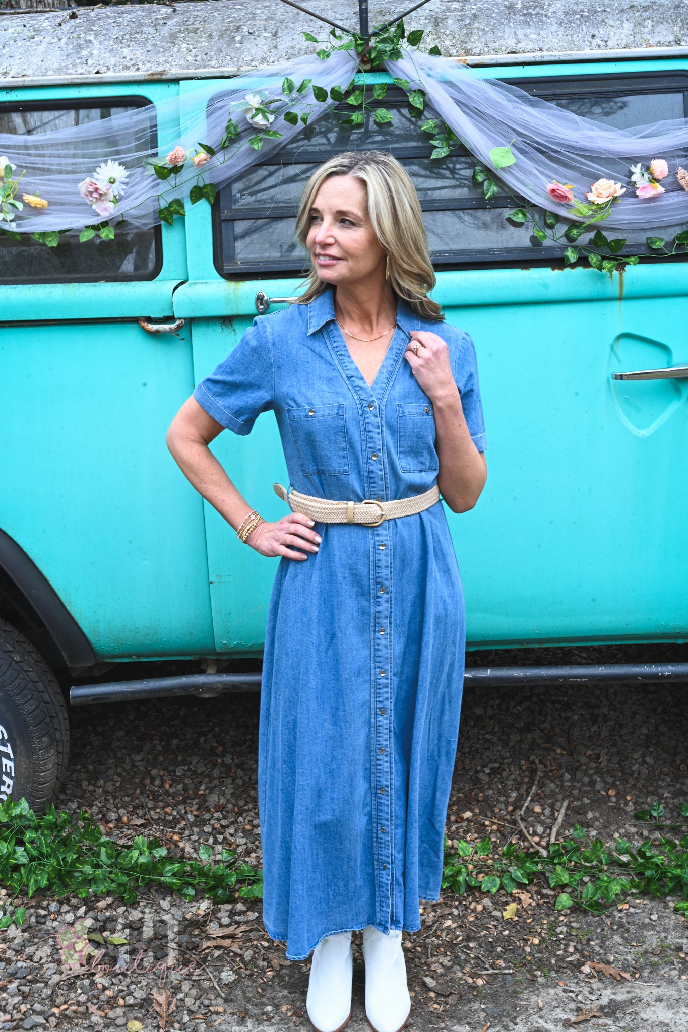 Darlene Belted Denim Dress