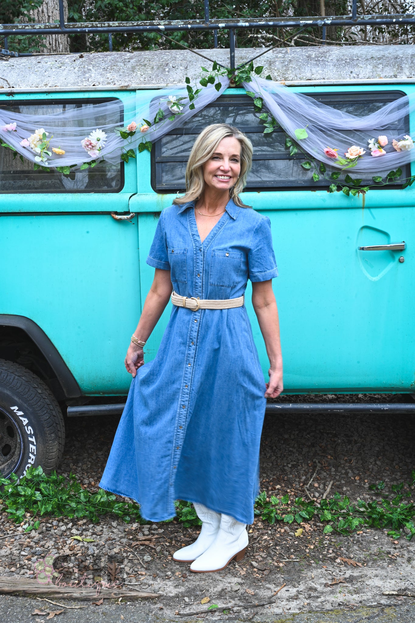 Darlene Belted Denim Dress