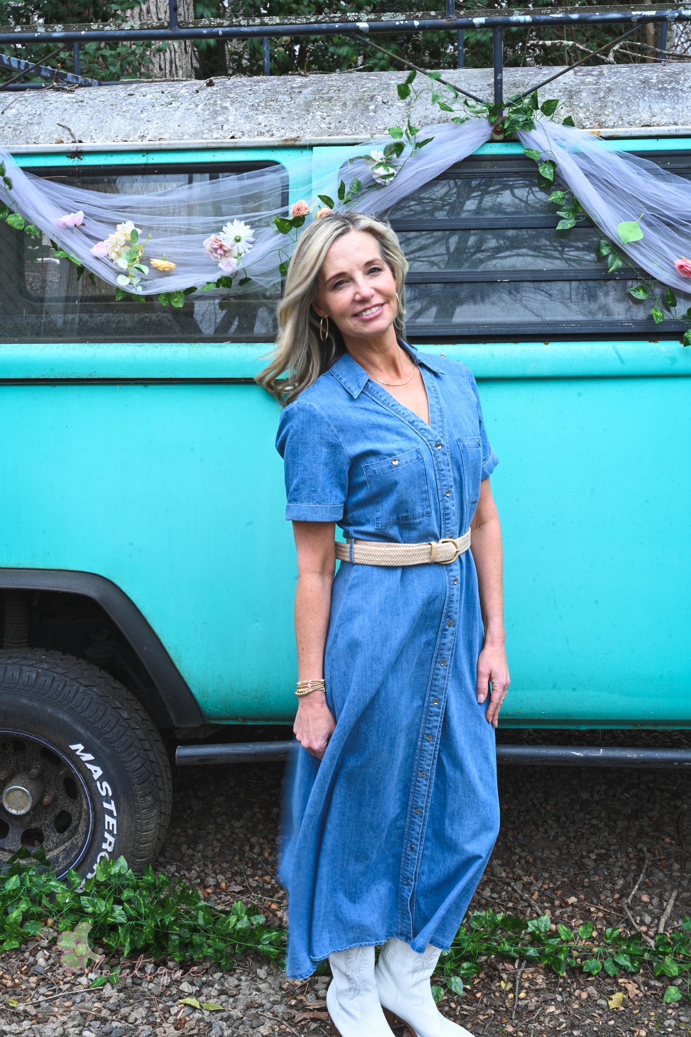 Darlene Belted Denim Dress
