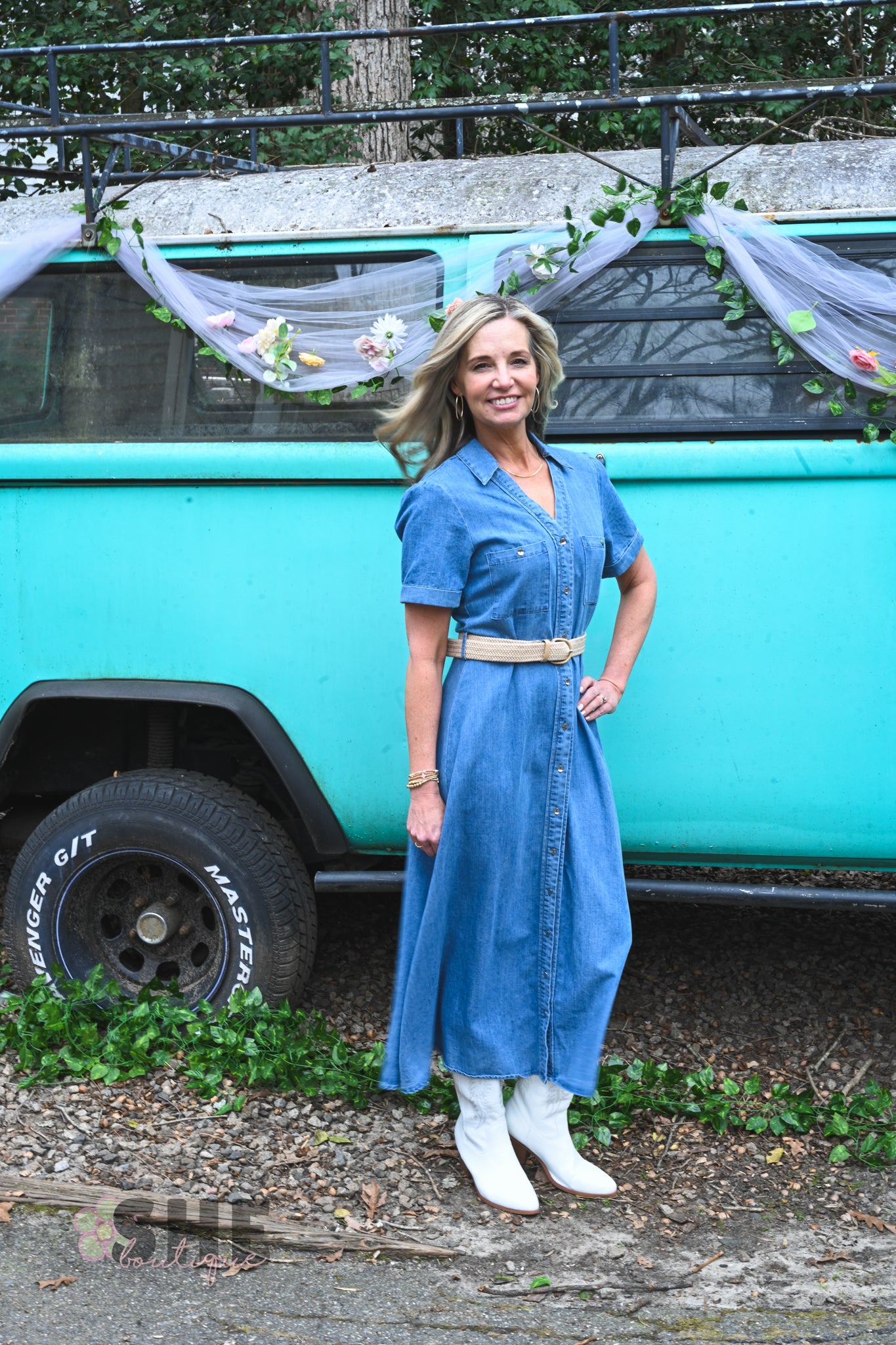 Darlene Belted Denim Dress
