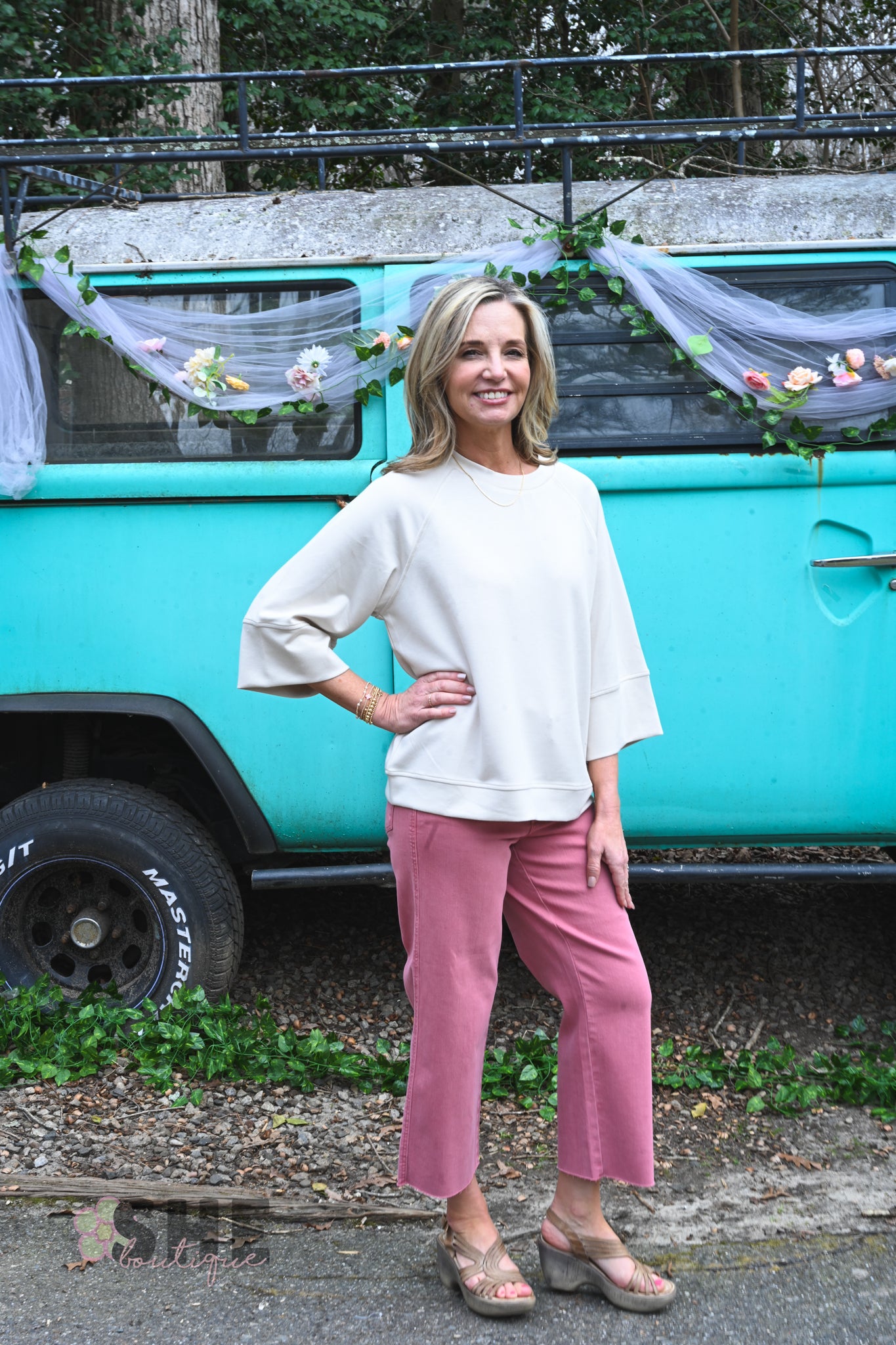 Cream Lillies Top
