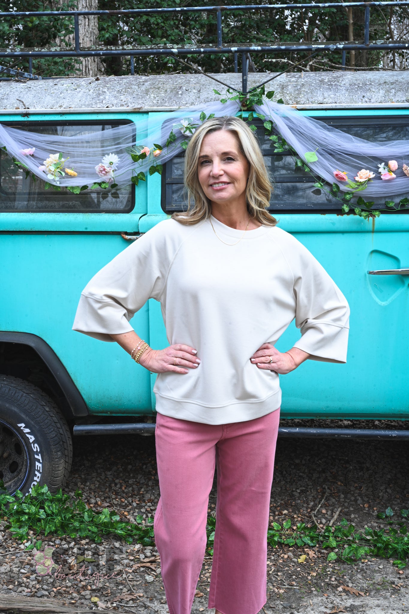 Cream Lillies Top