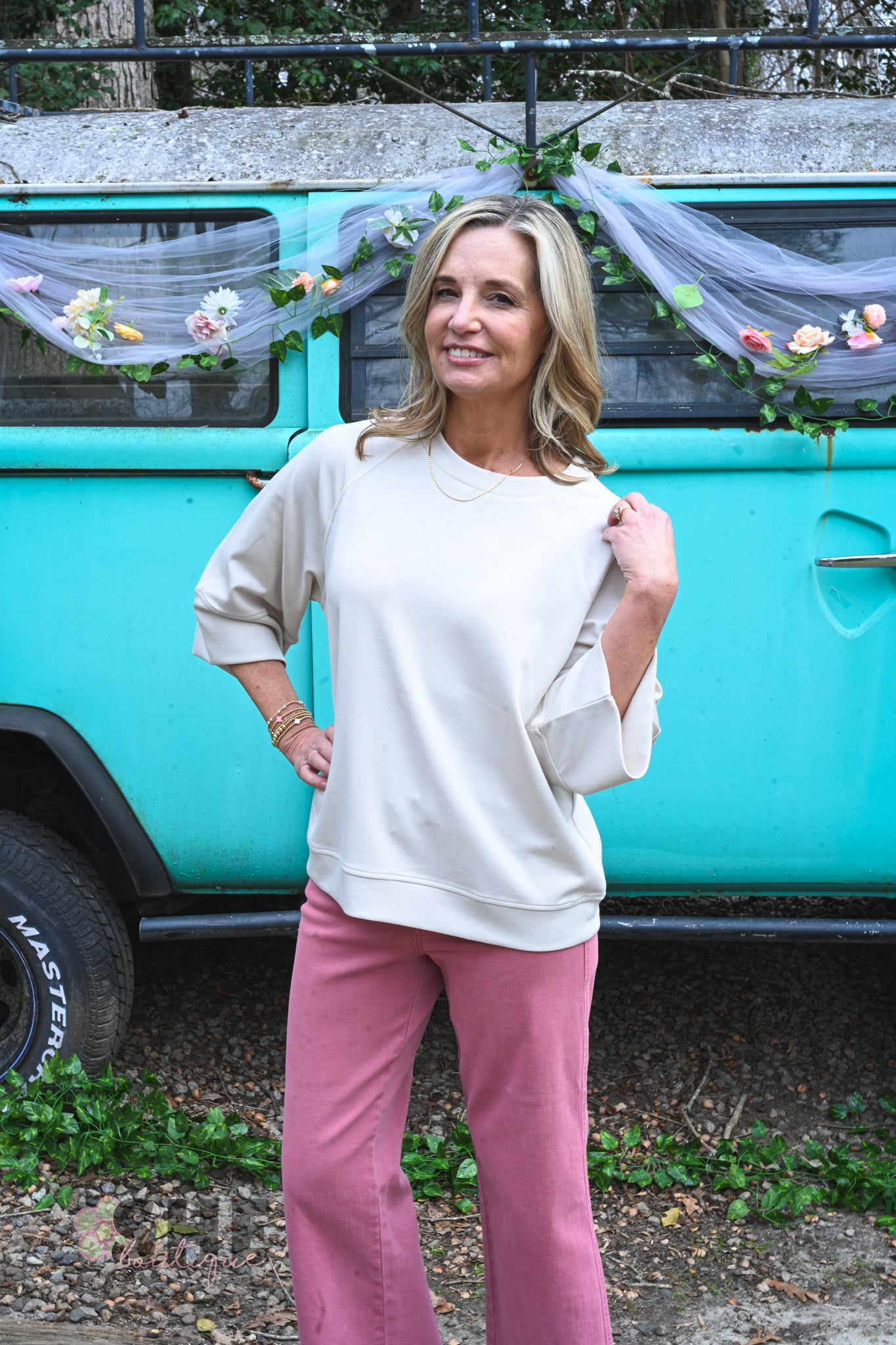 Cream Lillies Top