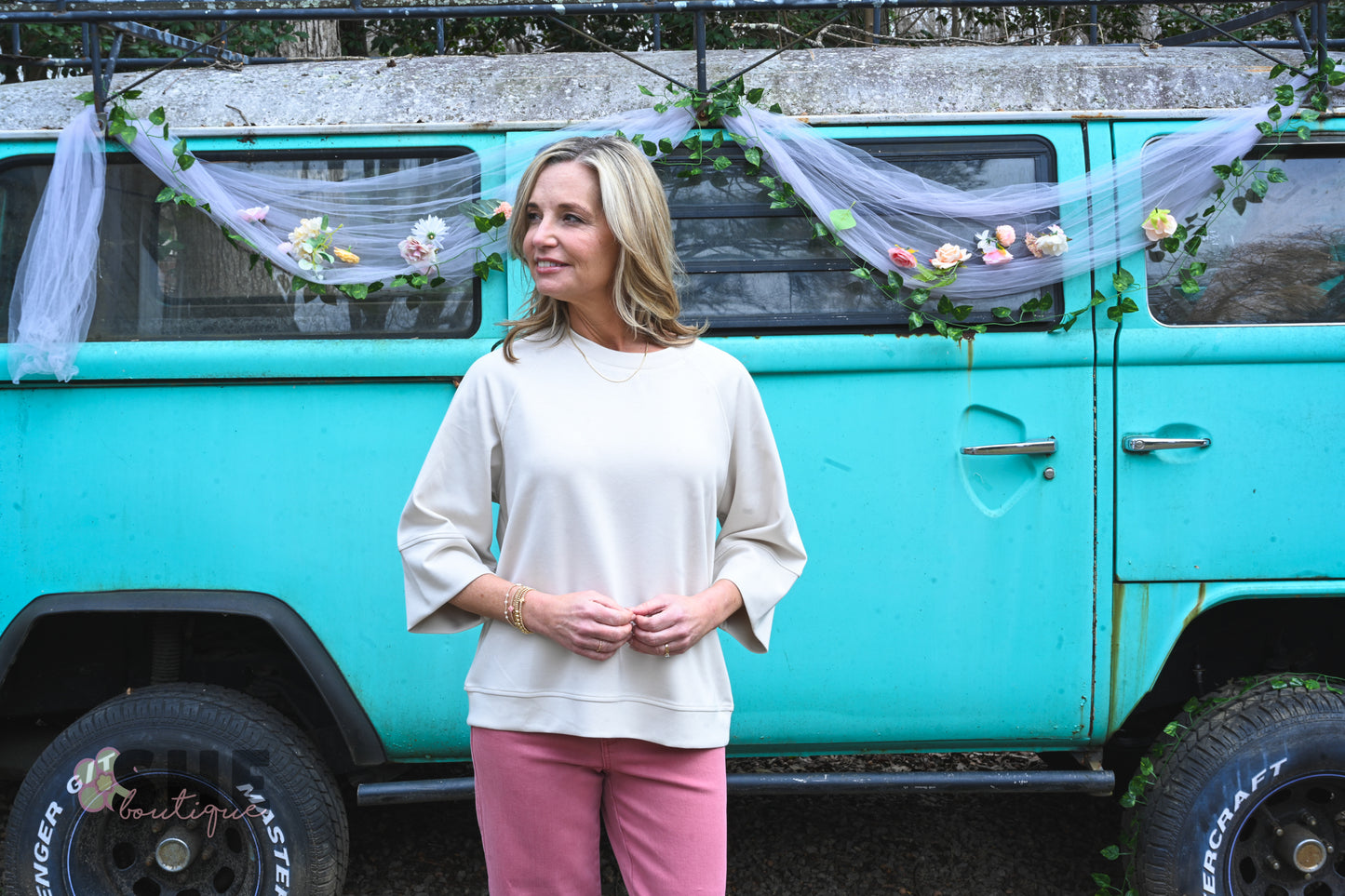Cream Lillies Top
