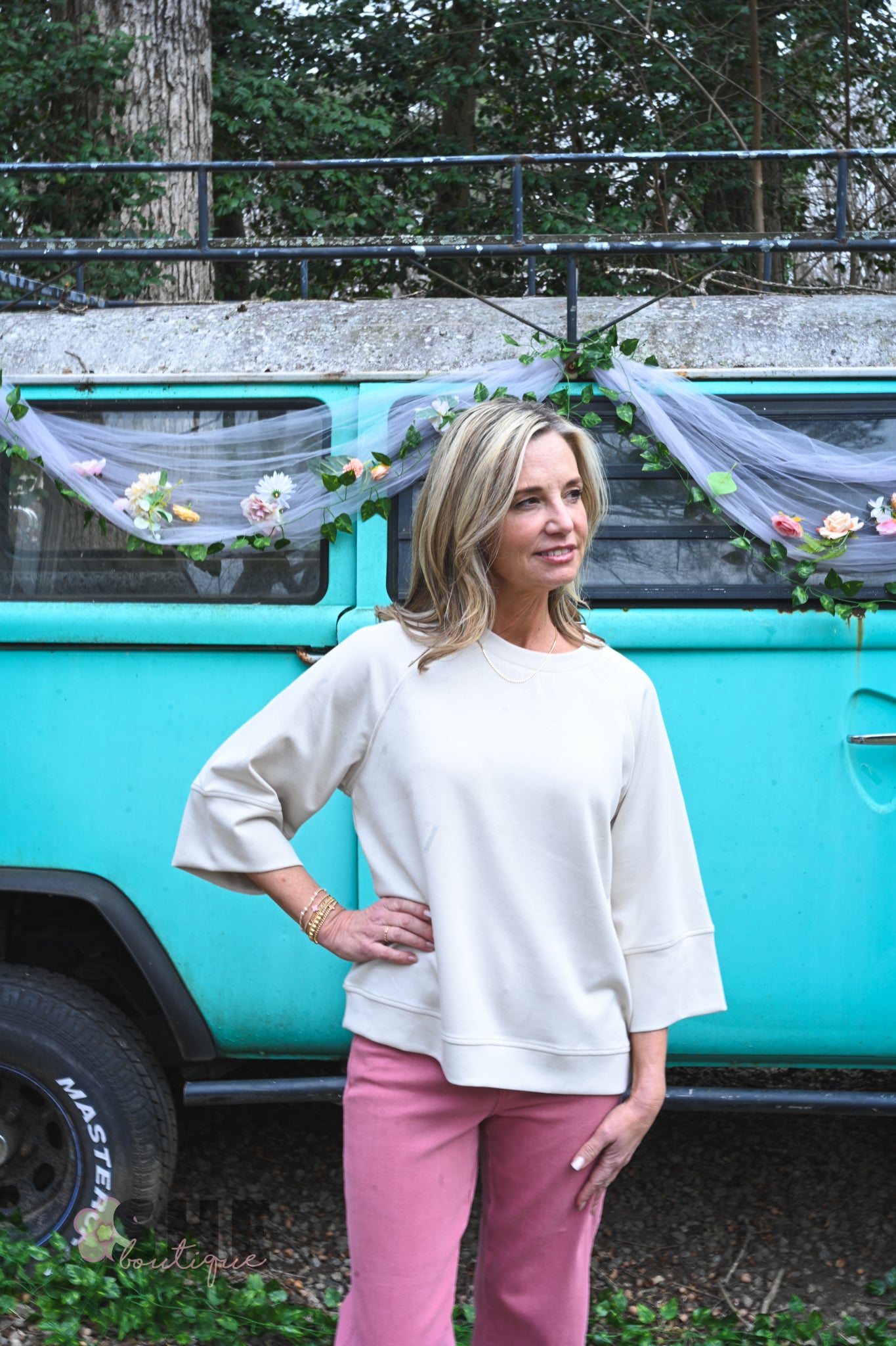 Cream Lillies Top