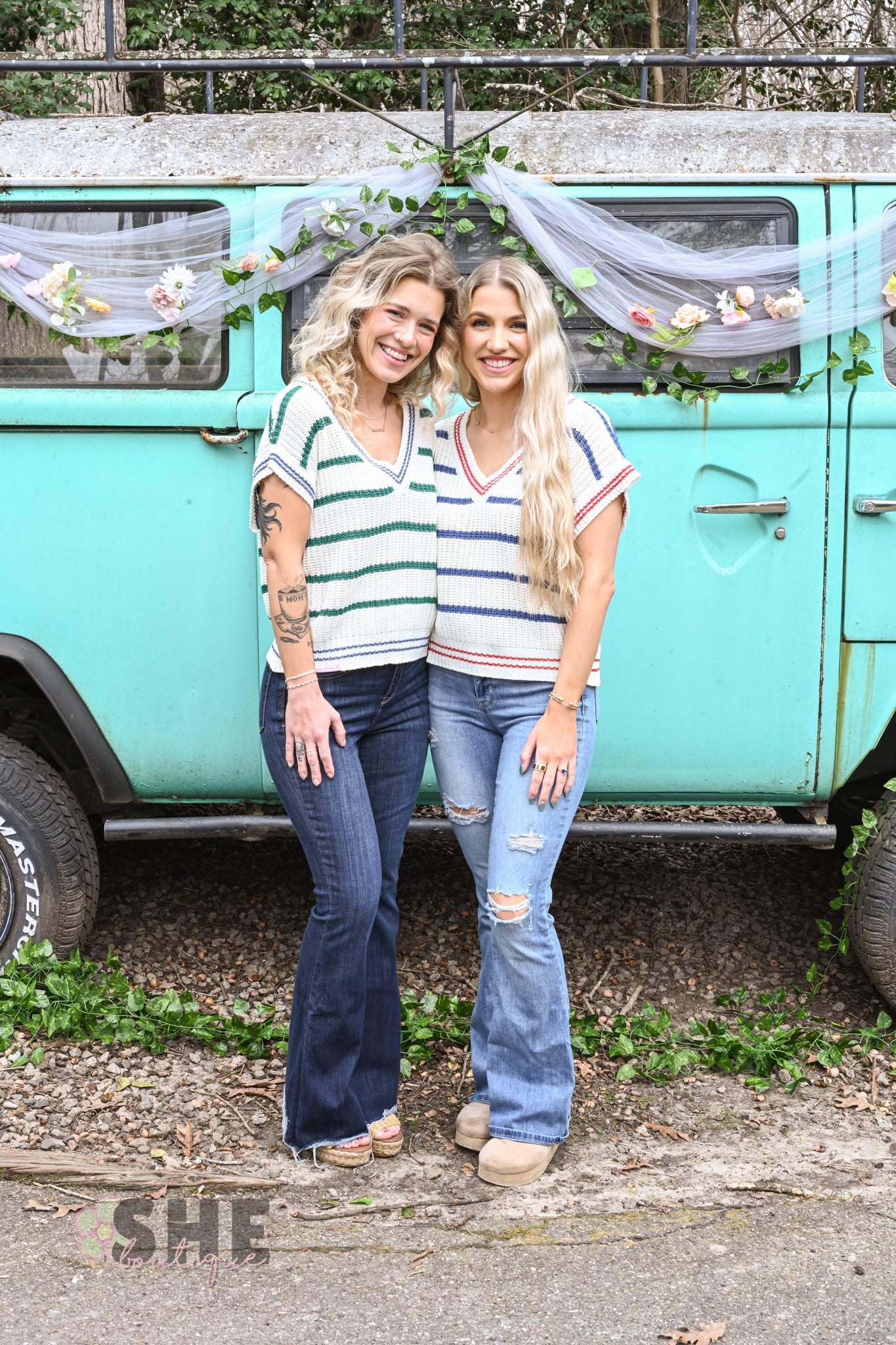 SS Blue Stripe Sweater Top