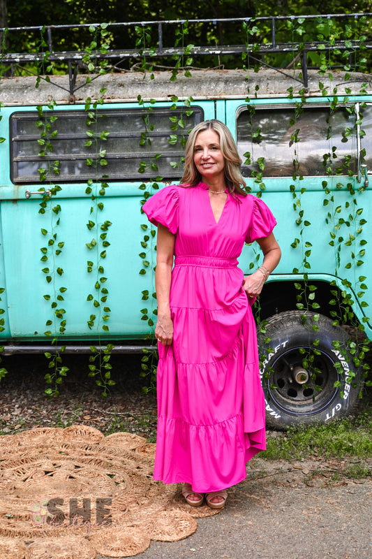 Koyalee Magenta Maxi Dress