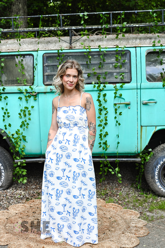Scalloped Sea Midi Dress