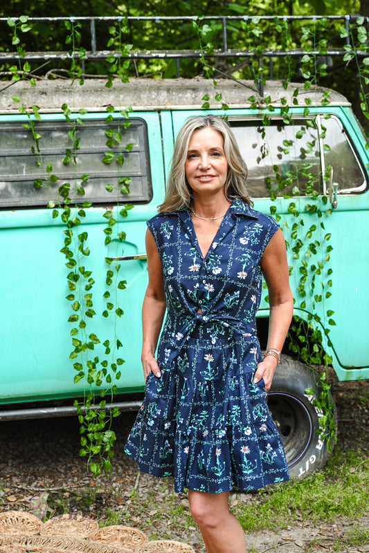 Navy Daisy Dress
