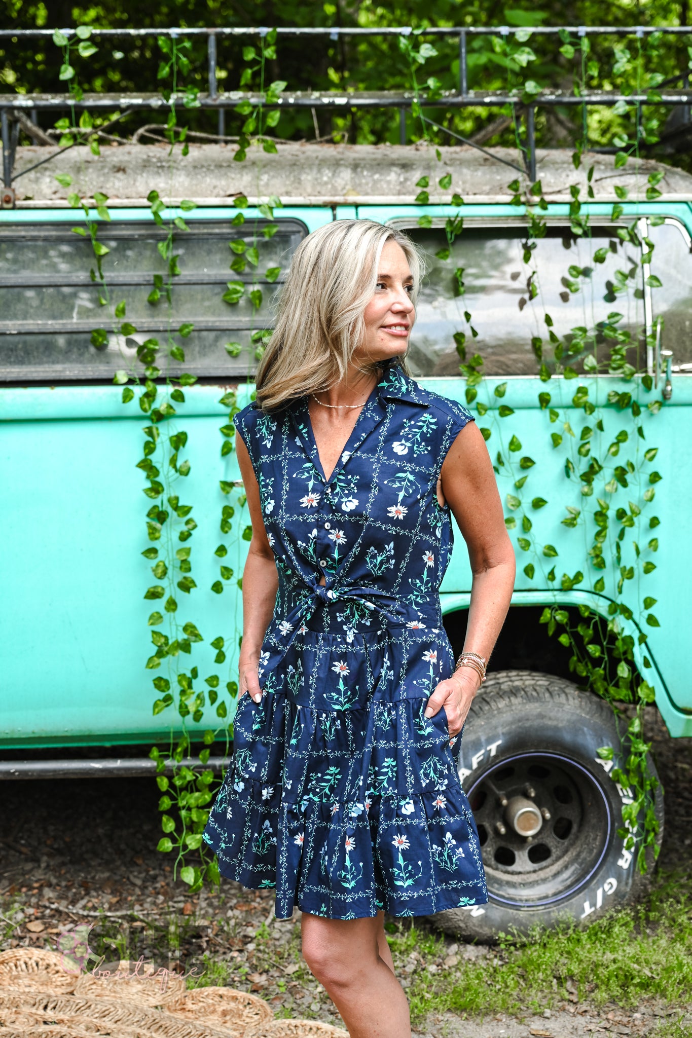 Navy Daisy Dress