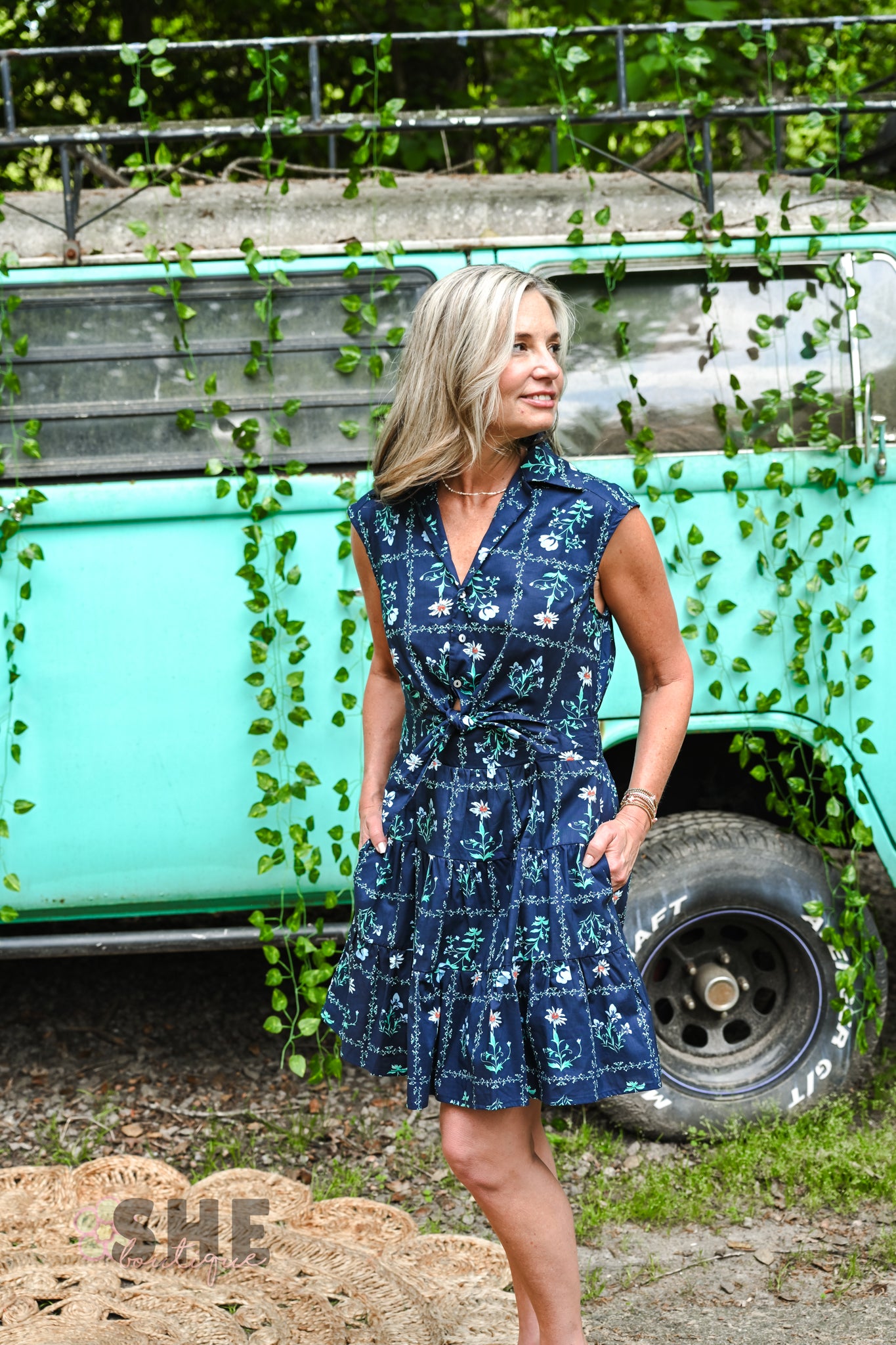 Navy Daisy Dress