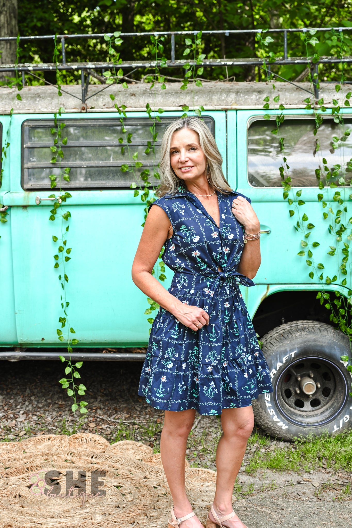 Navy Daisy Dress