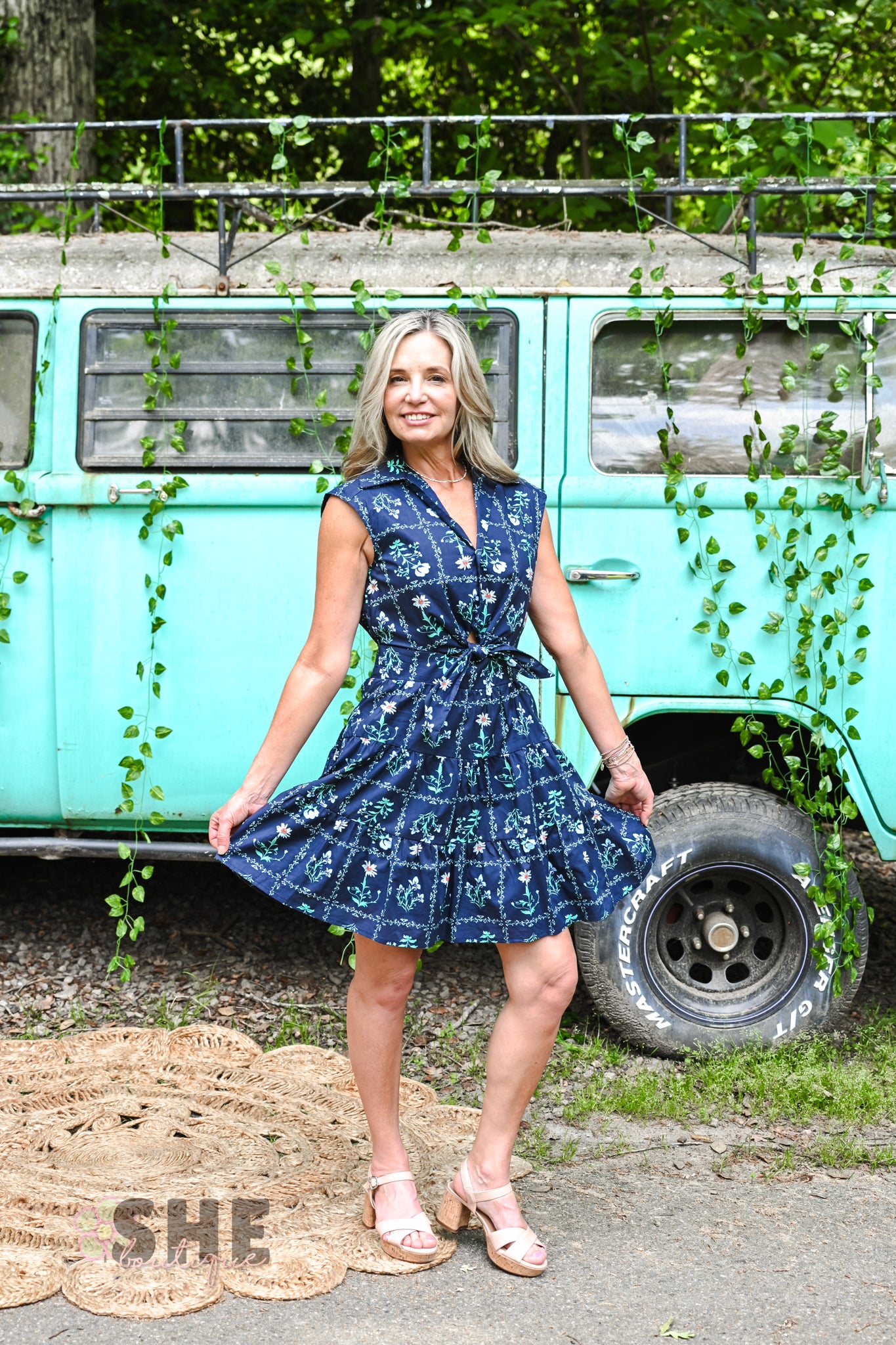Navy Daisy Dress