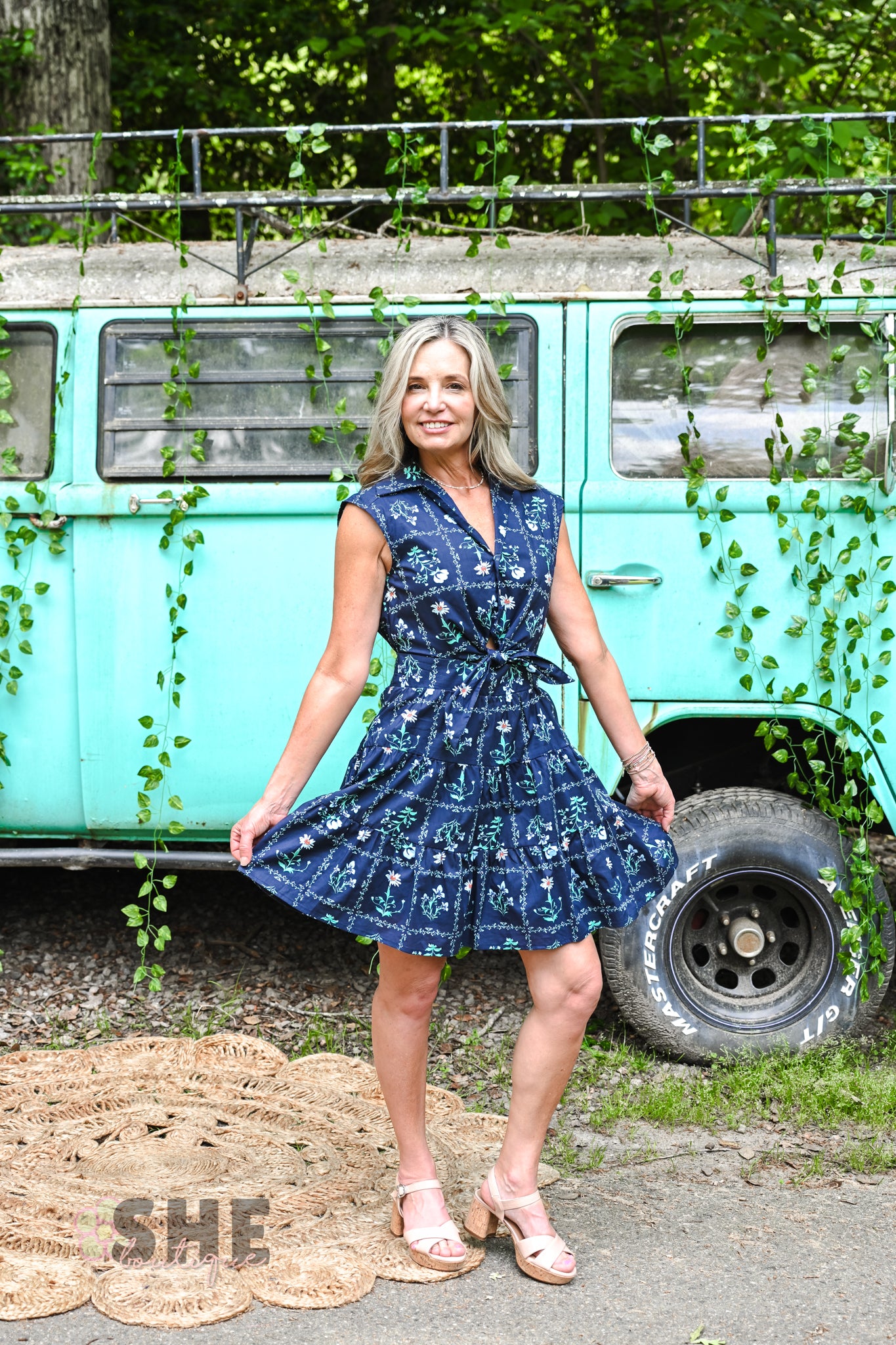 Navy Daisy Dress