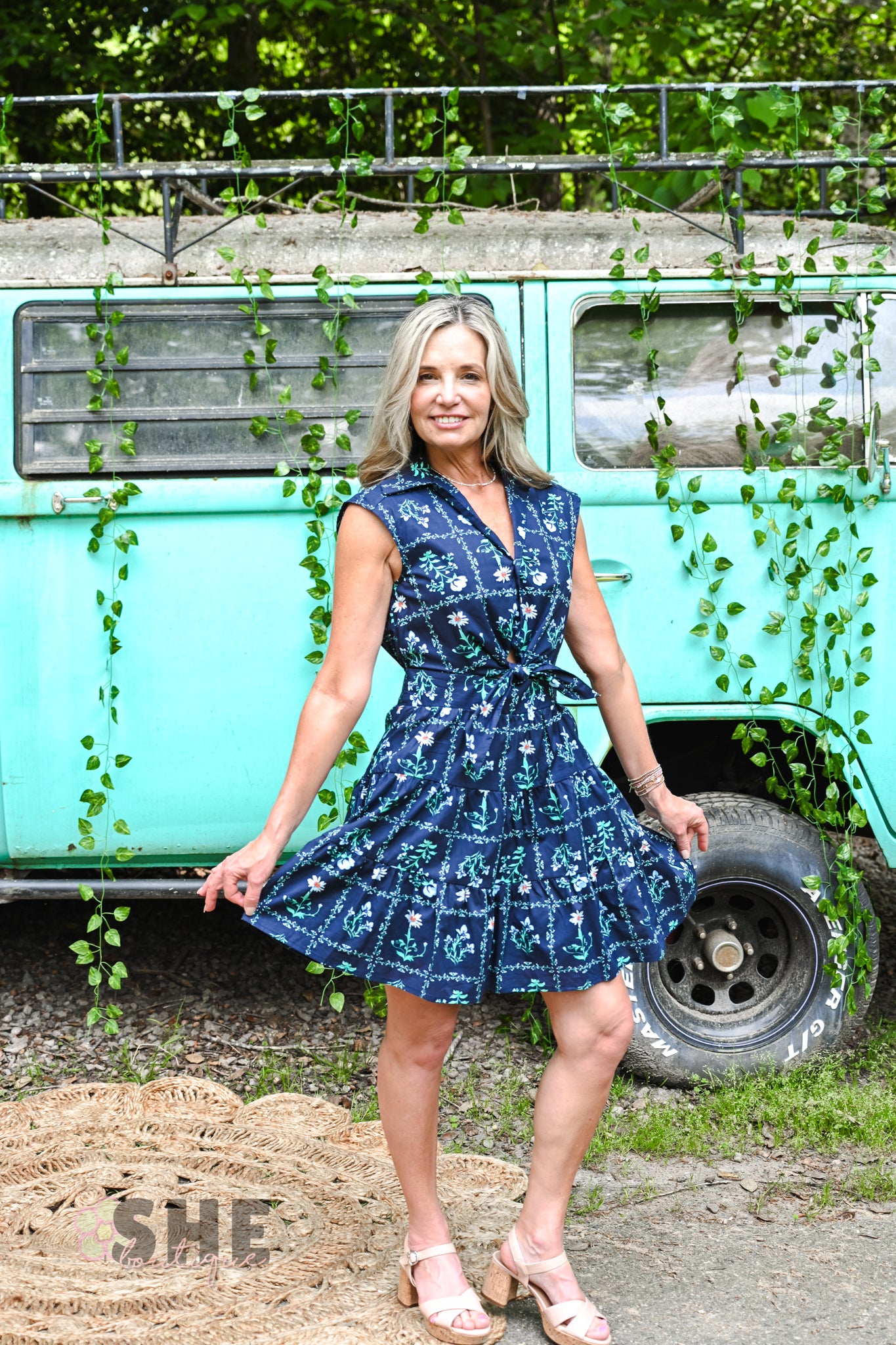 Navy Daisy Dress