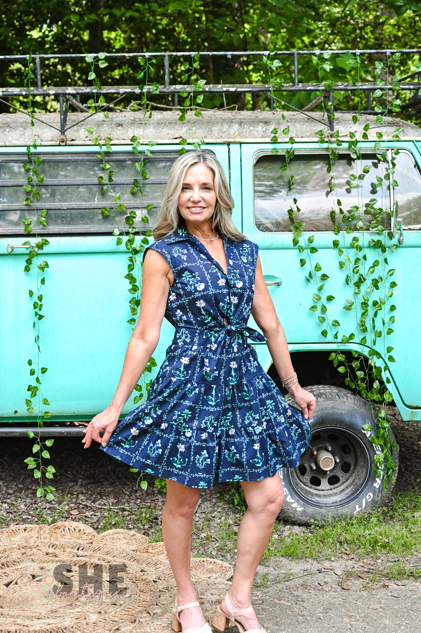 Navy Daisy Dress