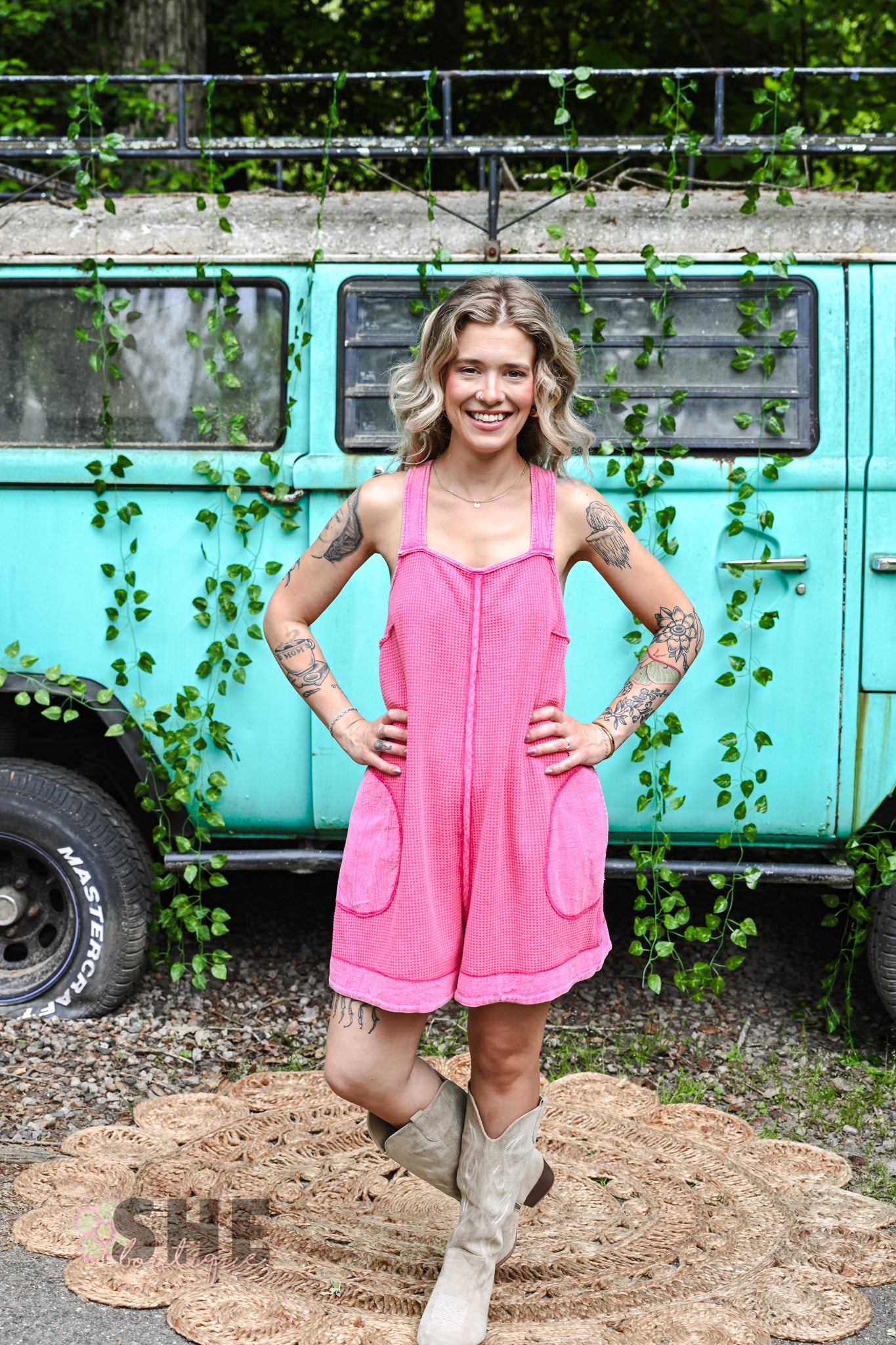 Heading South Waffle Knit Romper -