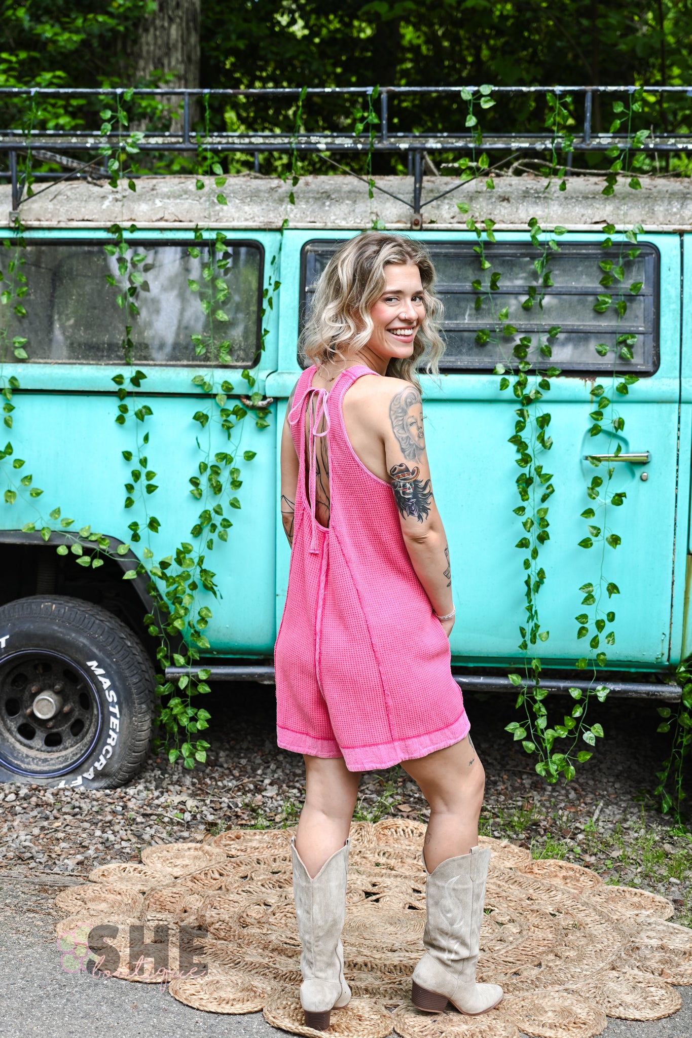 Heading South Waffle Knit Romper -