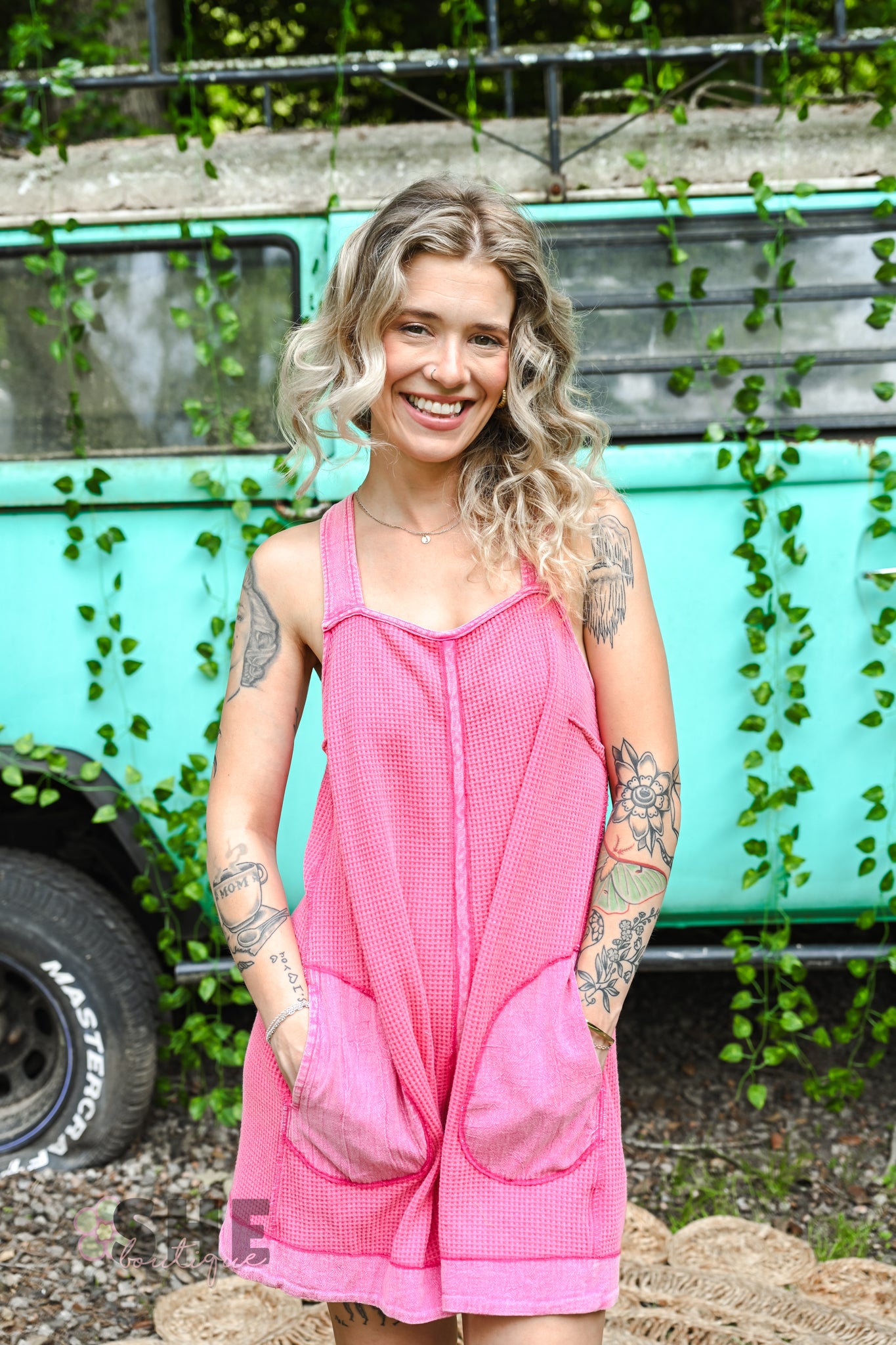 Heading South Waffle Knit Romper -