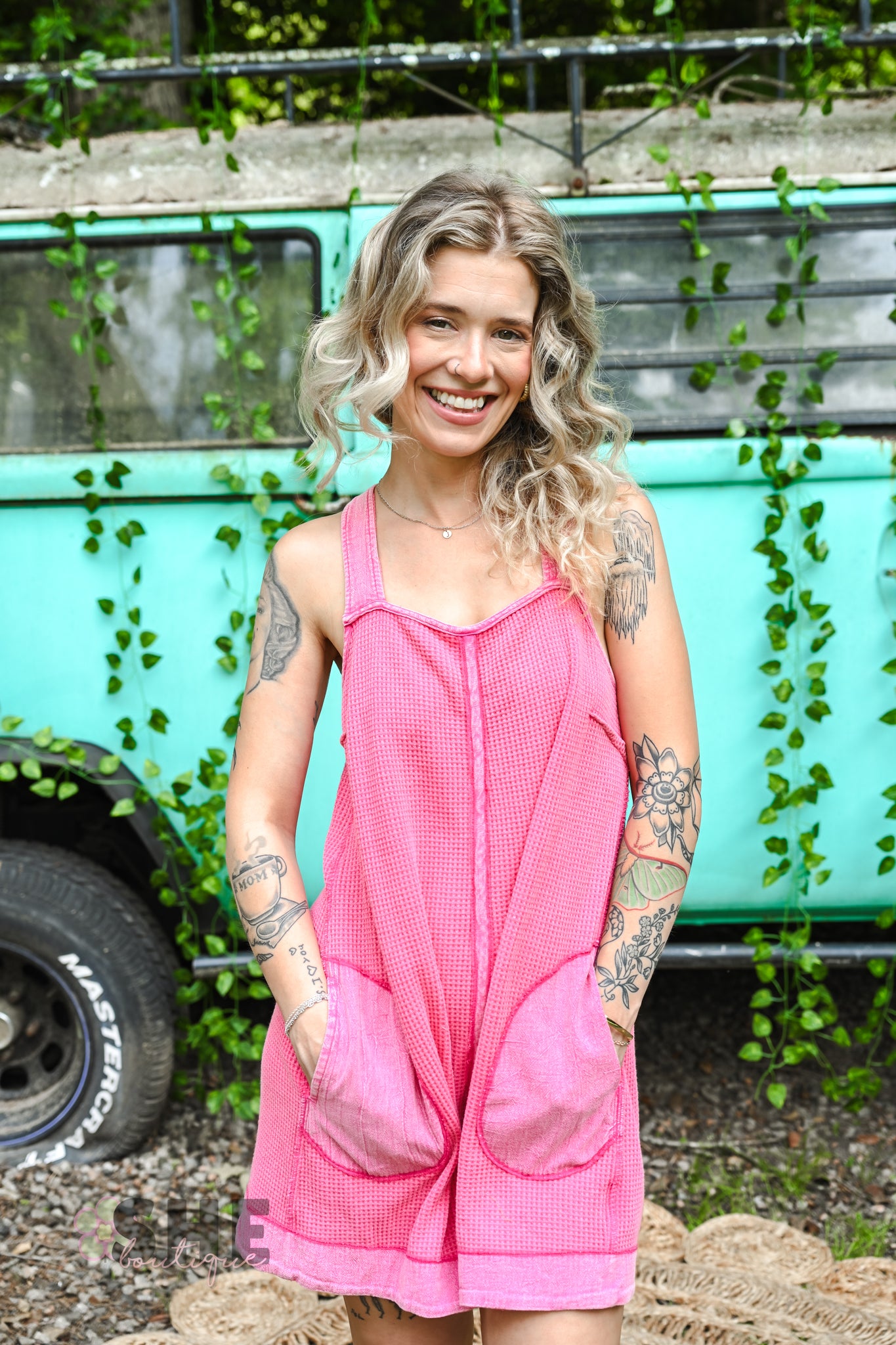 Heading South Waffle Knit Romper -