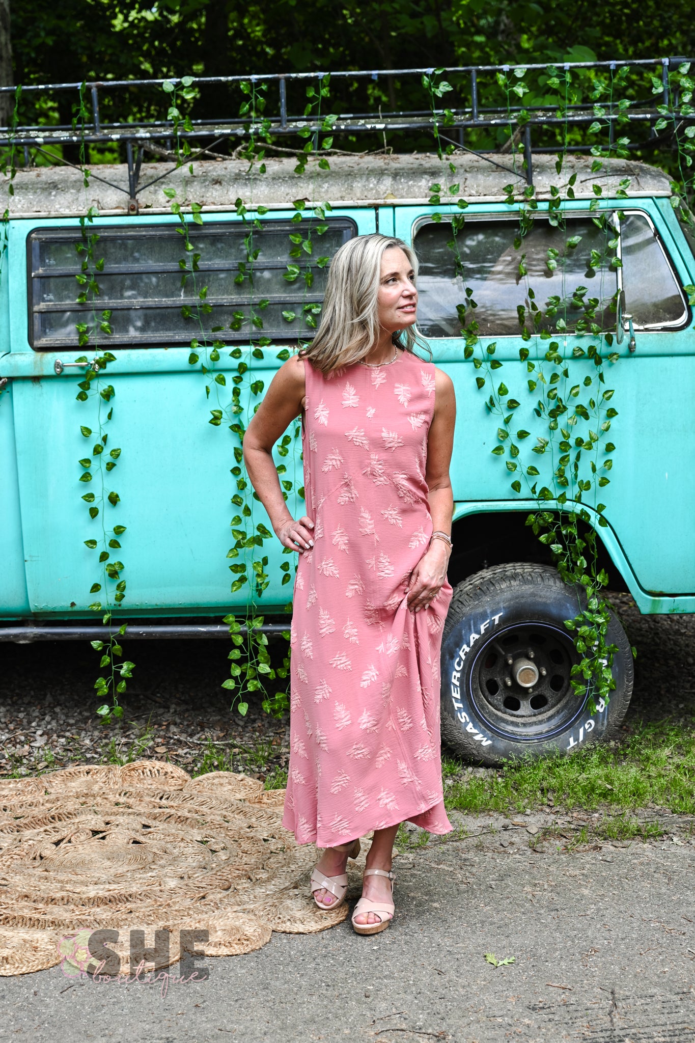 Rose Leaf Midi Dress