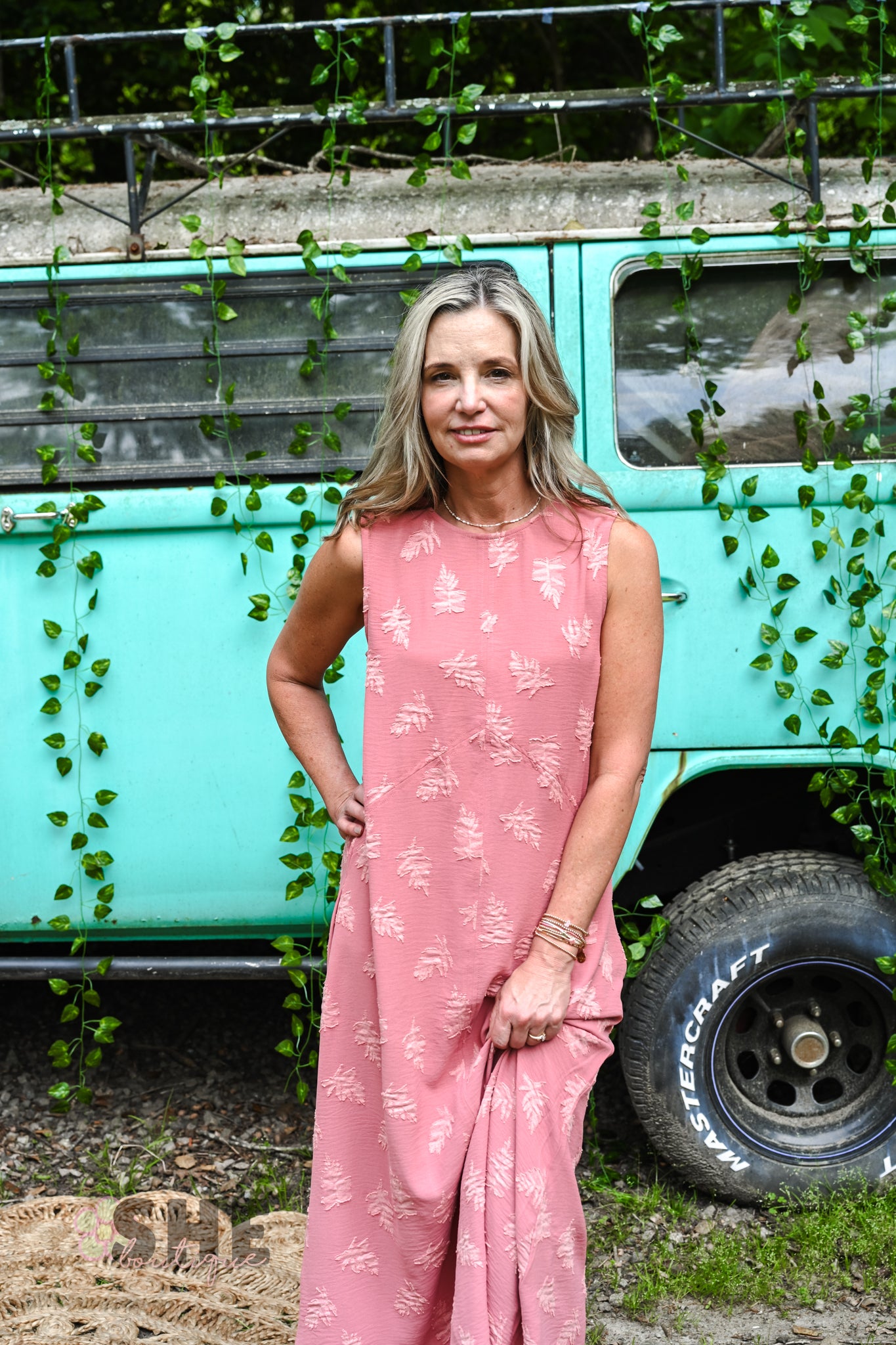 Rose Leaf Midi Dress