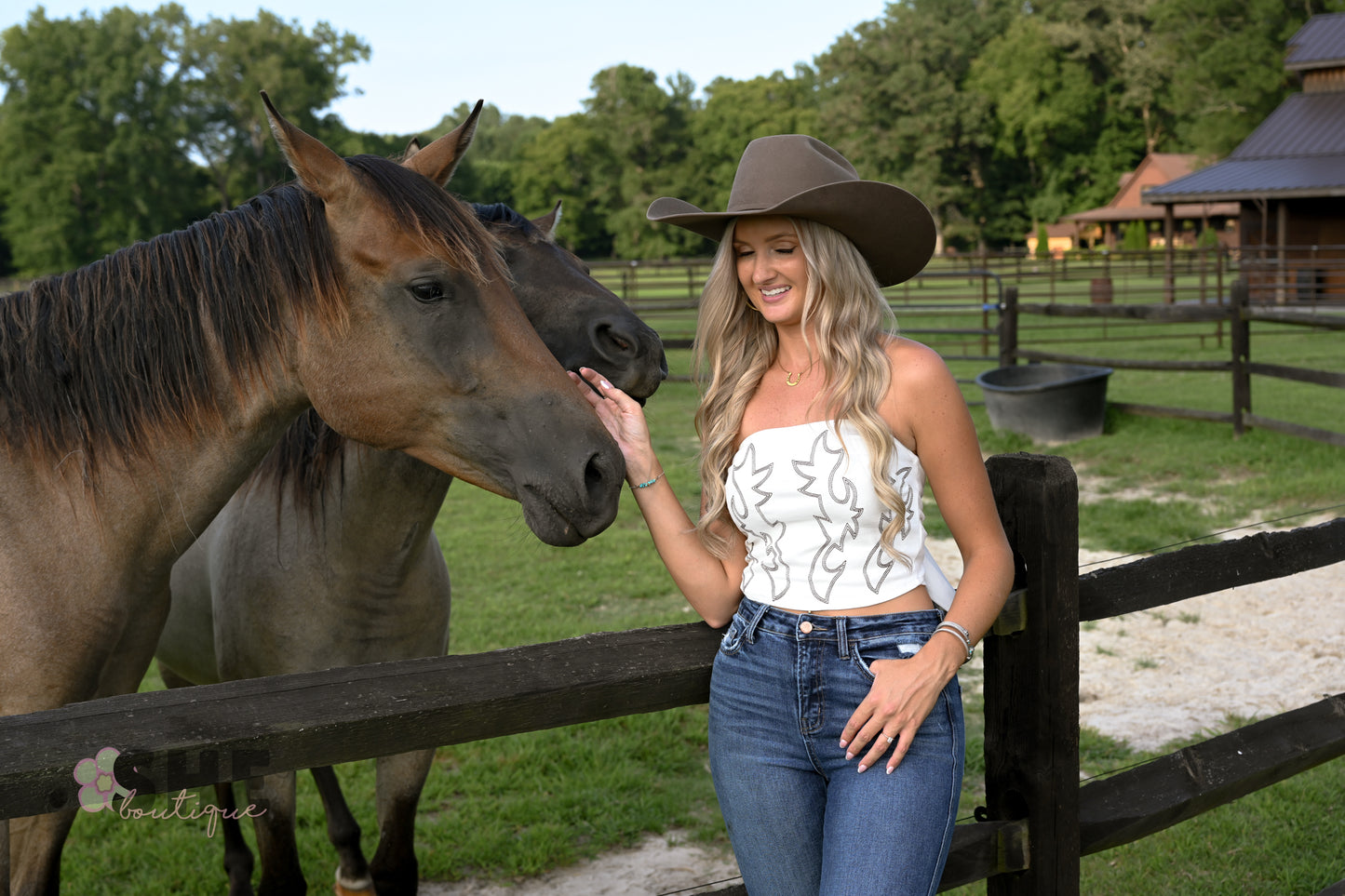 Howdy Boot Stitch Tube Top