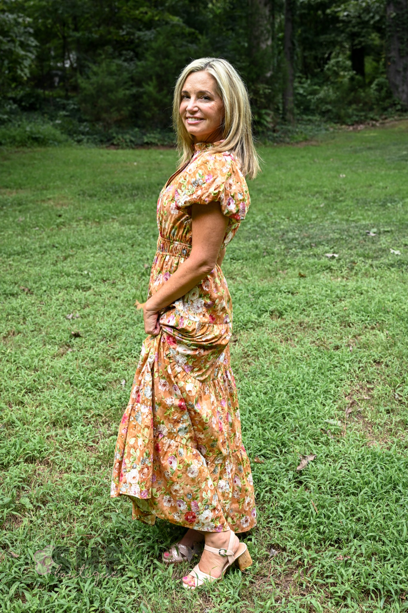 Floral Terra Cotta Tiered Maxi Dress