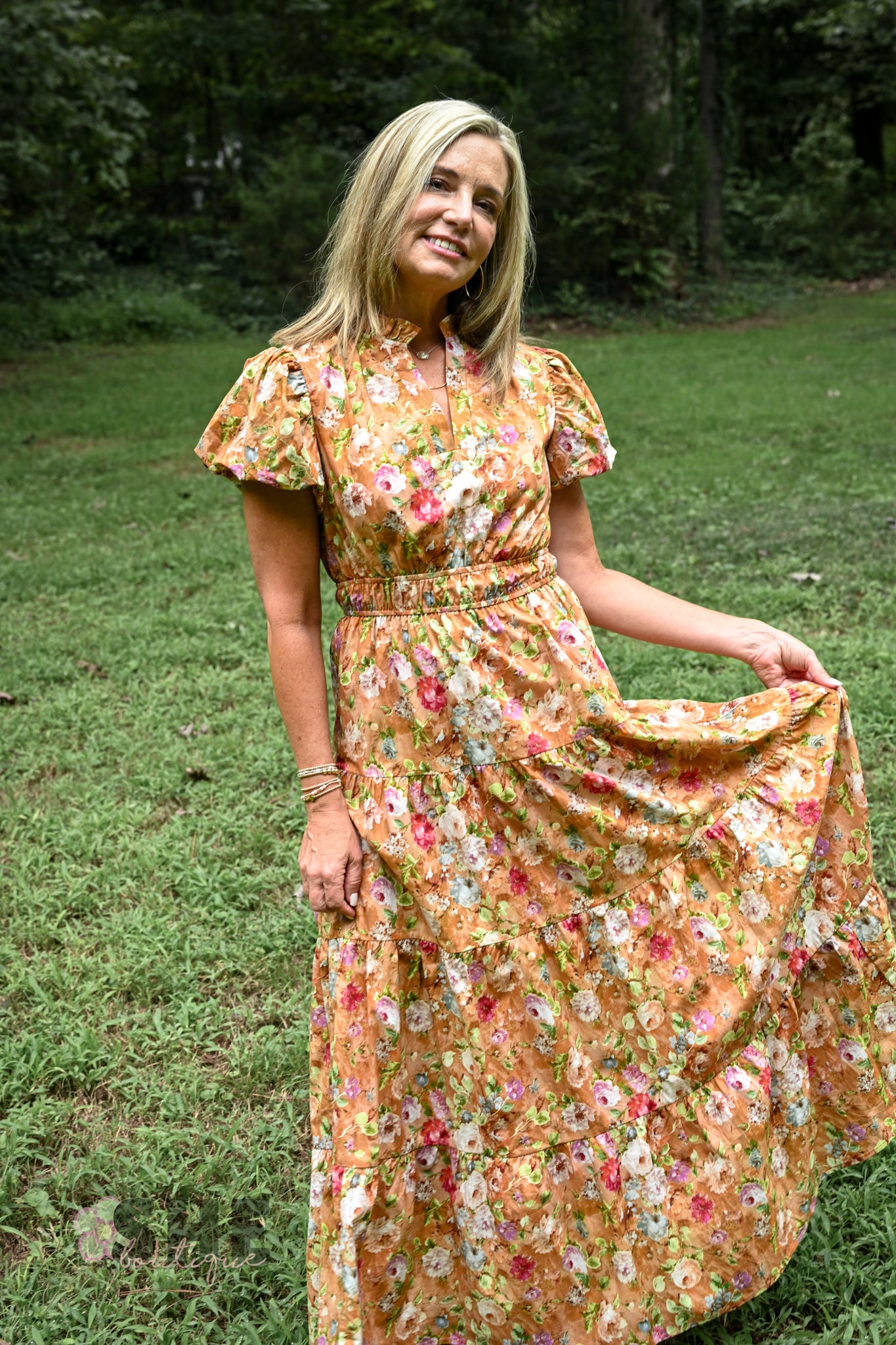 Floral Terra Cotta Tiered Maxi Dress