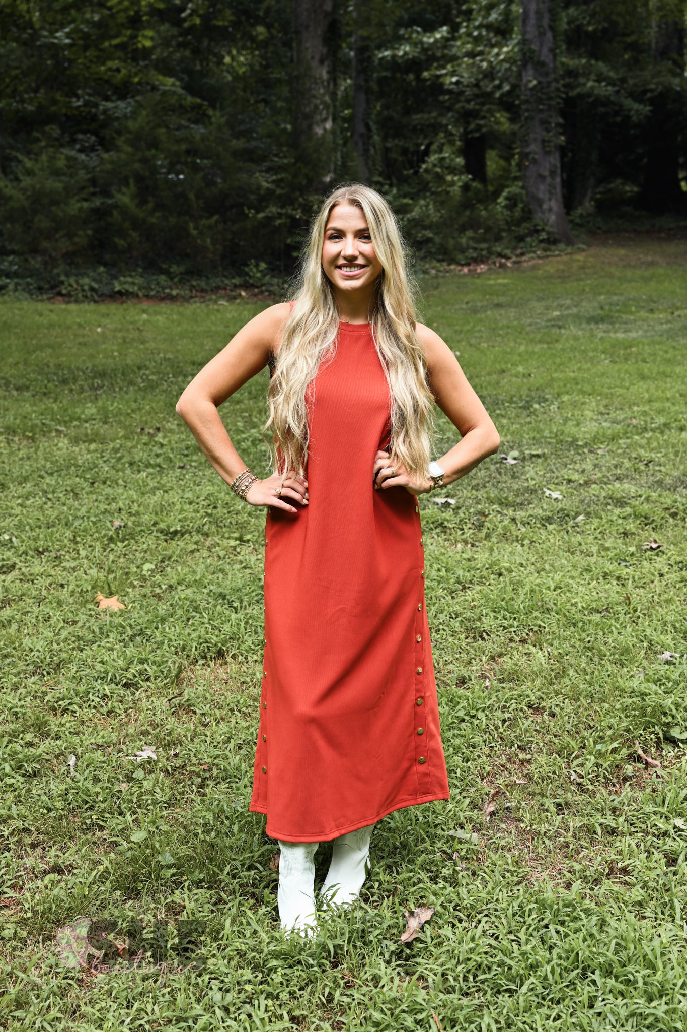 Studded Down Rust Maxi