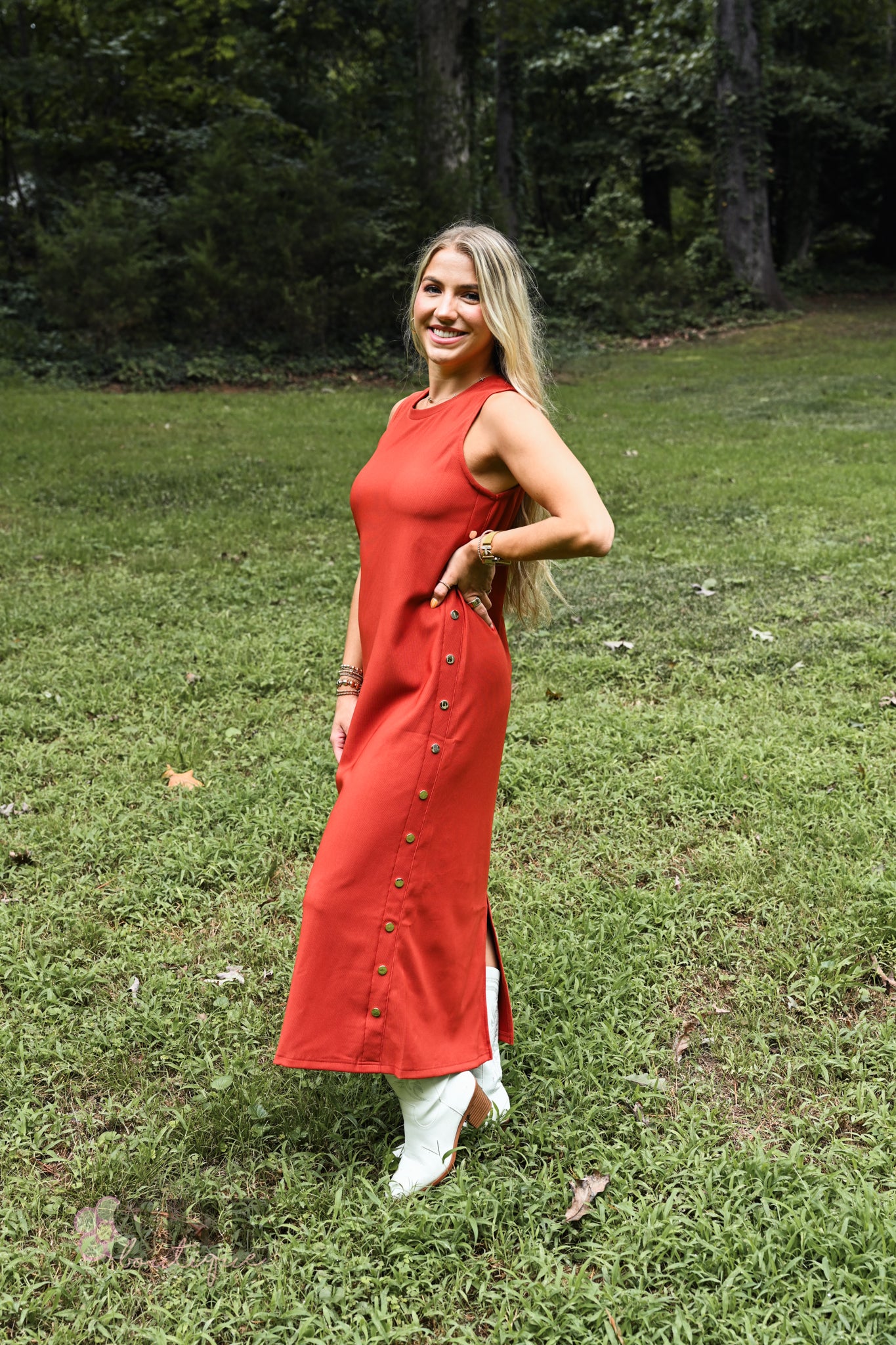 Studded Down Rust Maxi