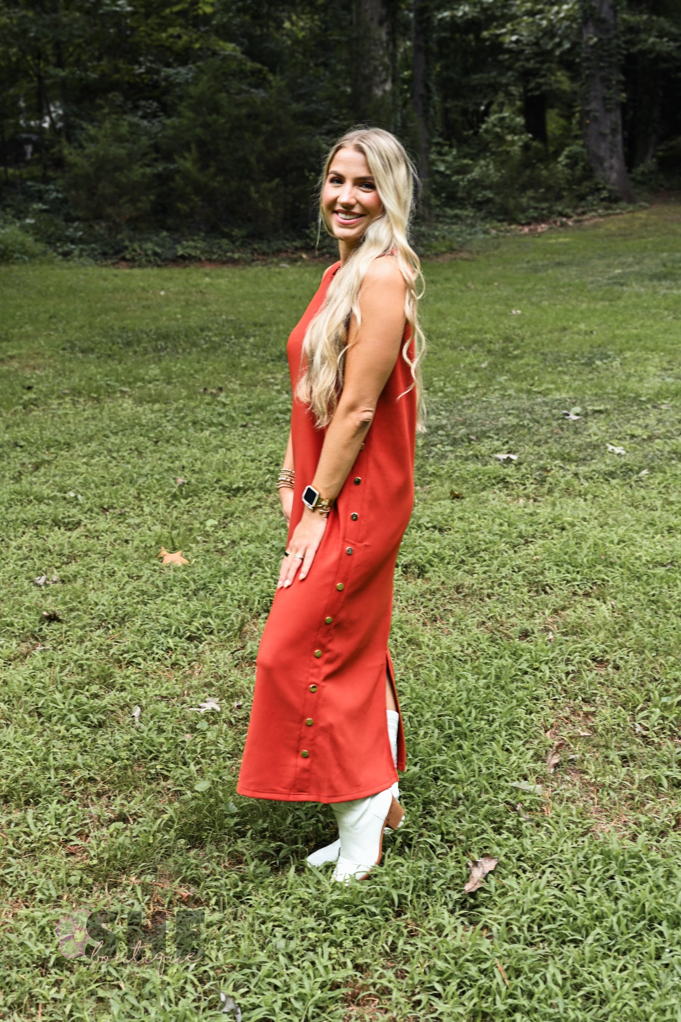 Studded Down Rust Maxi