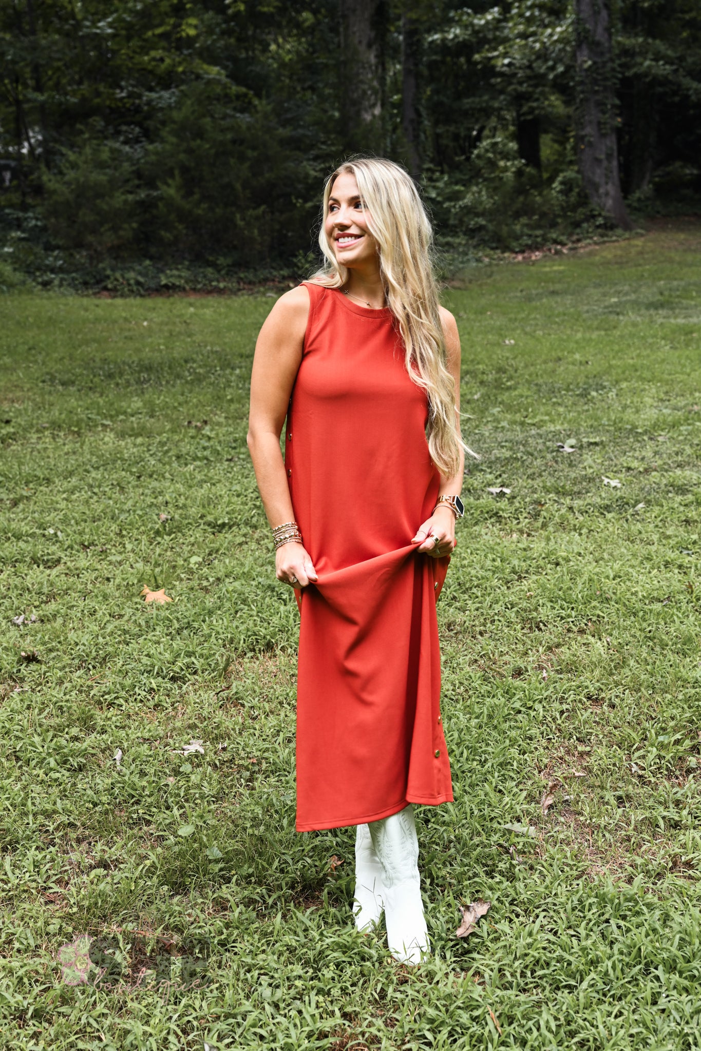 Studded Down Rust Maxi