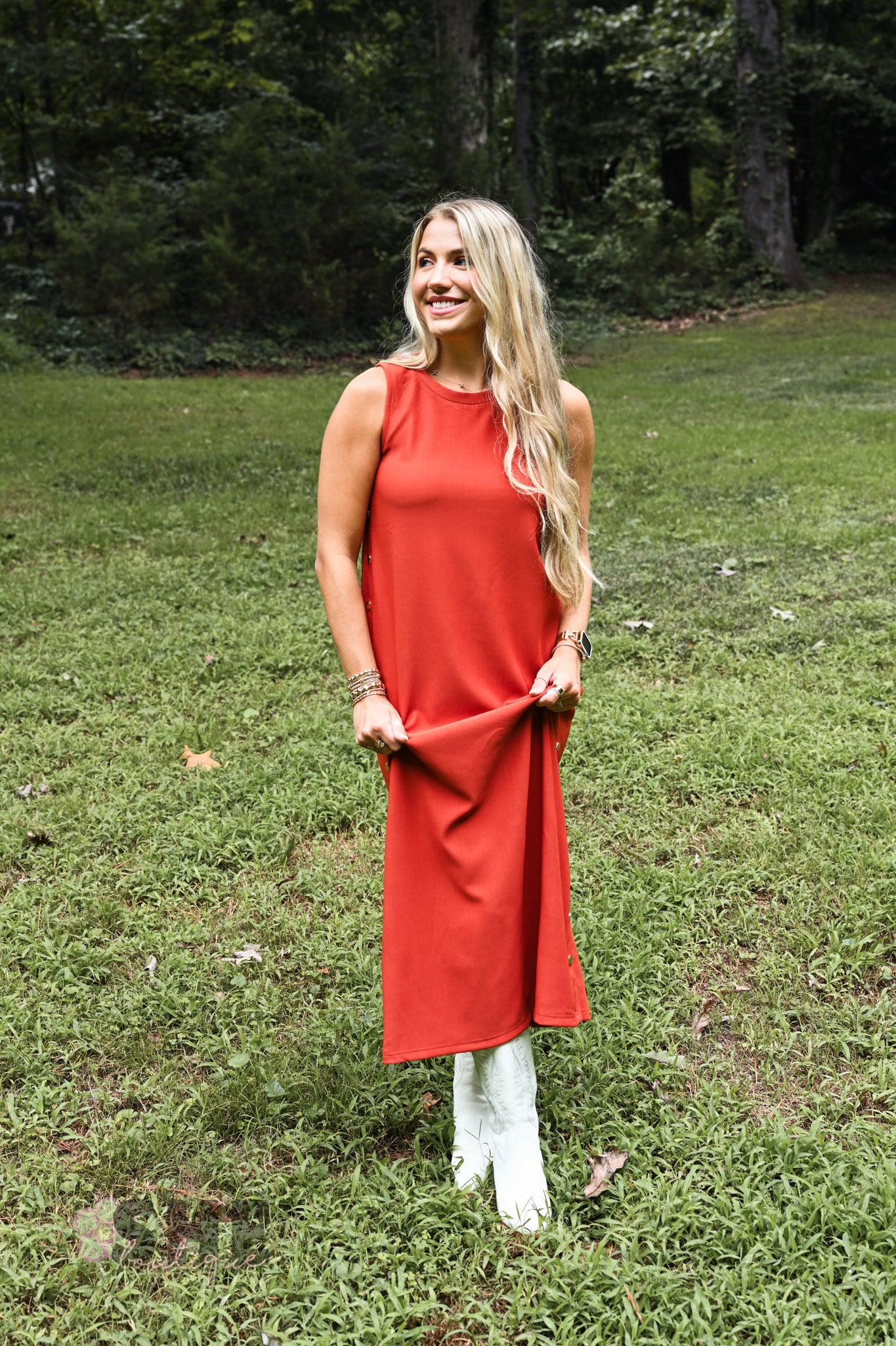 Studded Down Rust Maxi