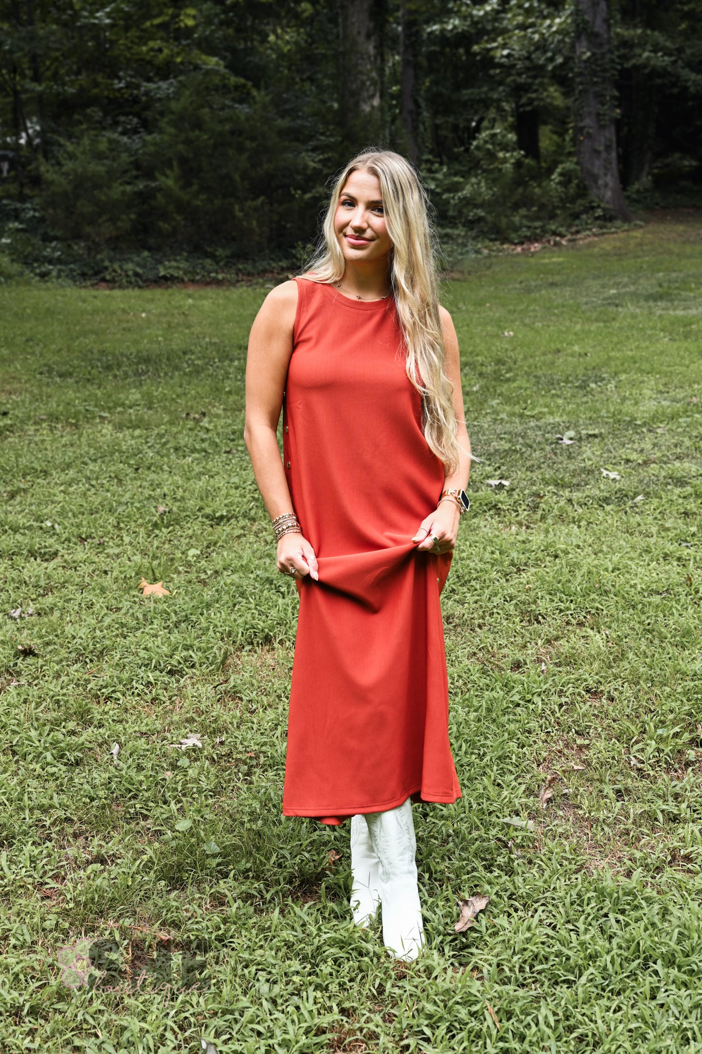Studded Down Rust Maxi