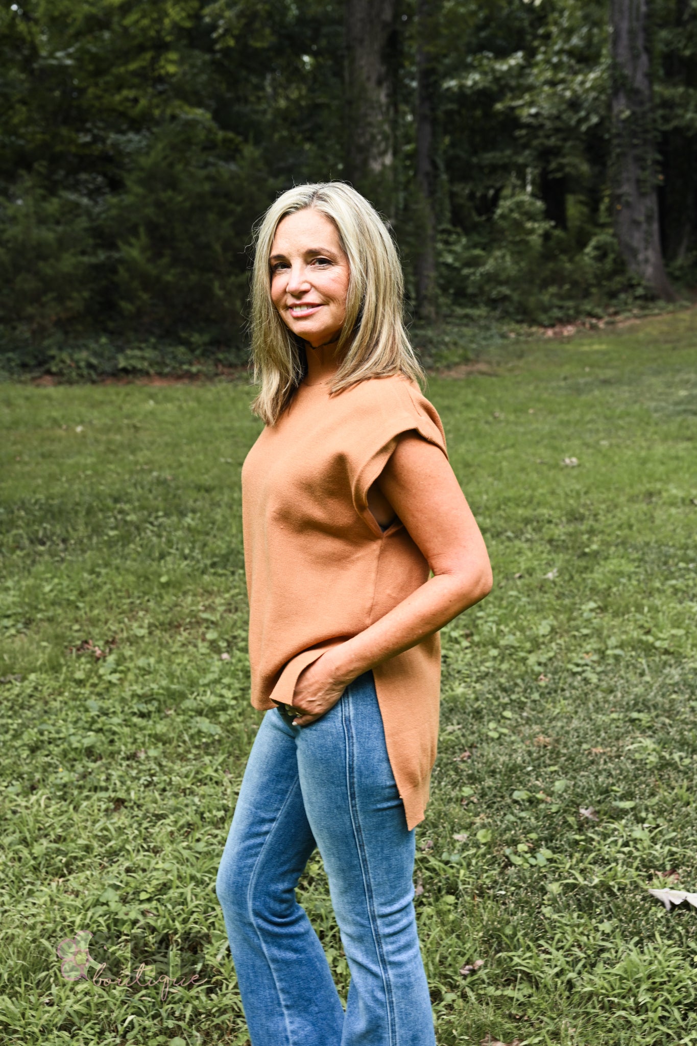 Happy Hour Mock Neck Top - Camel