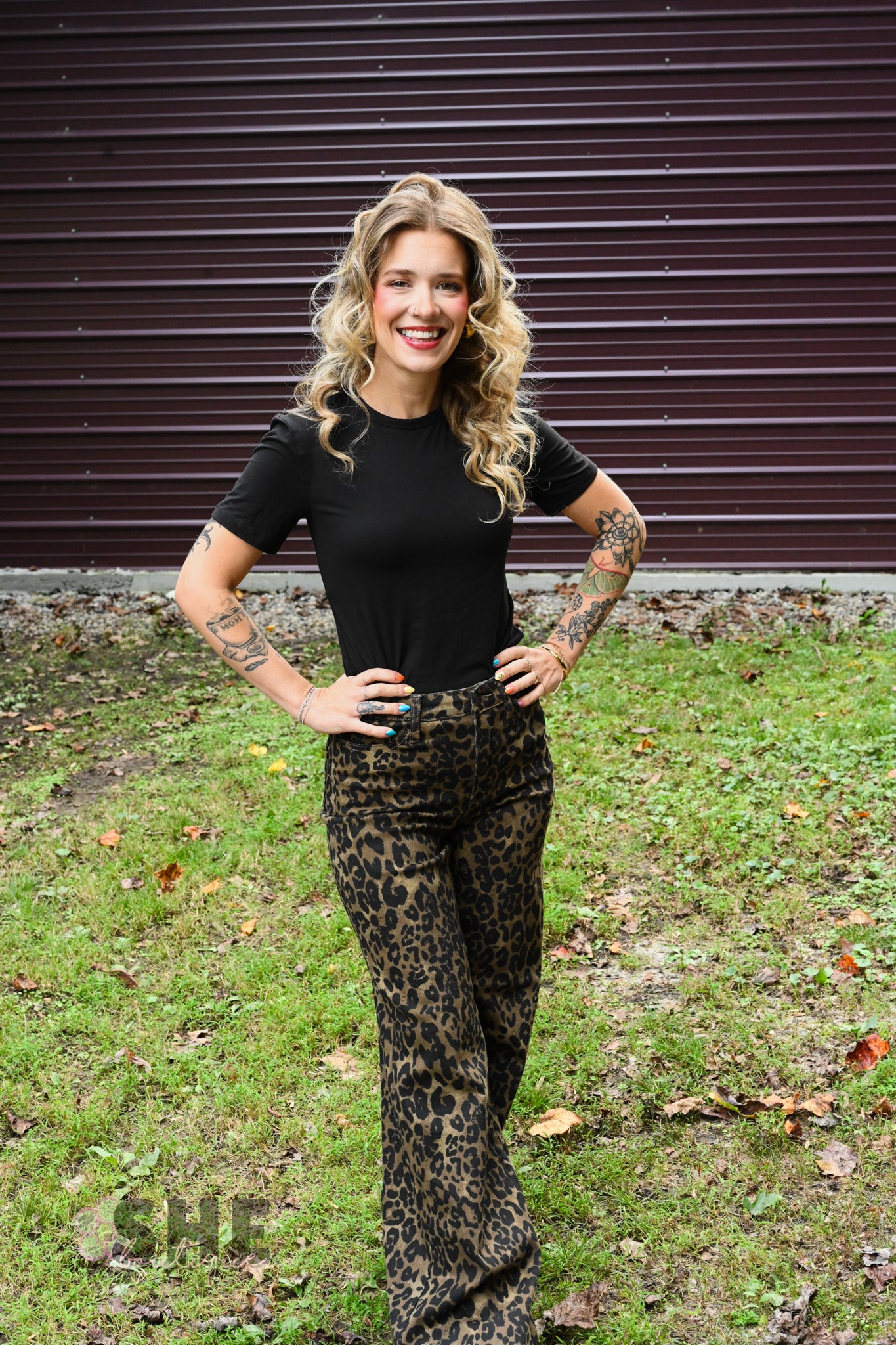 HW Retro Wide Leg Leopard Jeans 881022