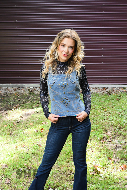 Western Buckle Strap Top