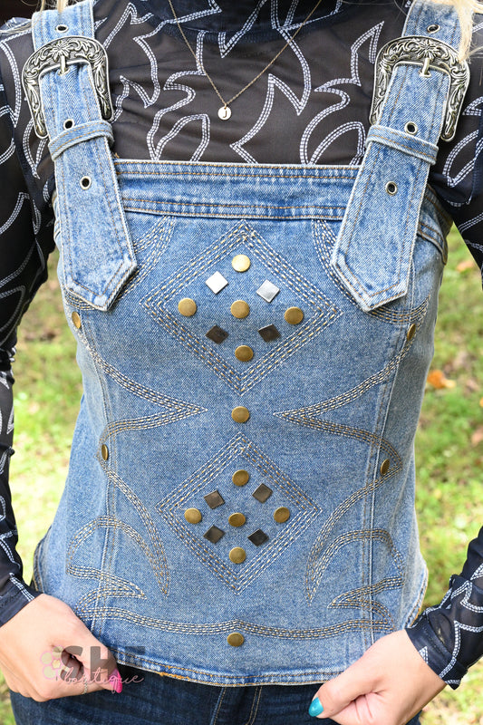 Black Mesh Boot Stitch Fitted Top